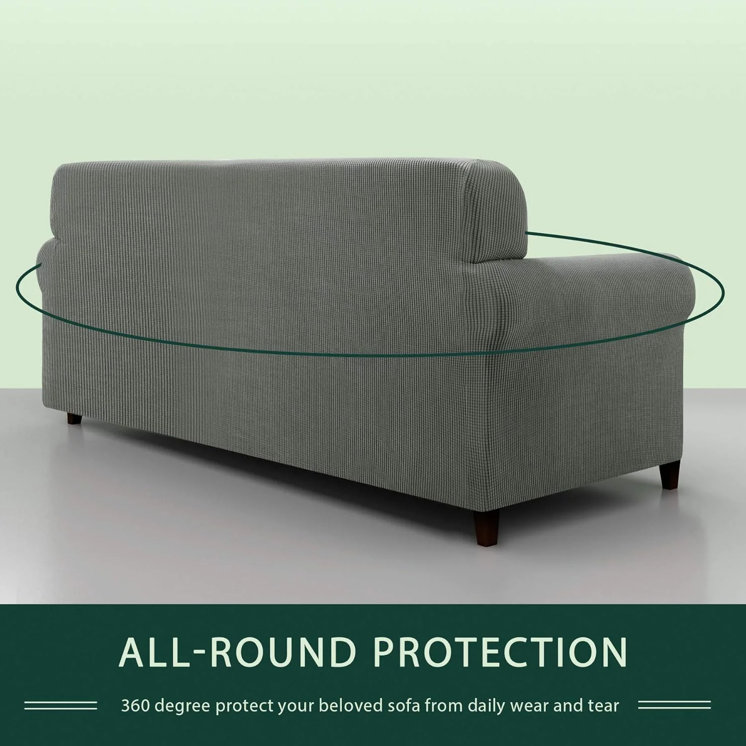 1 Piece Jacquard Sofa Cover - 3 Seater (Dove Grey) - Image 6