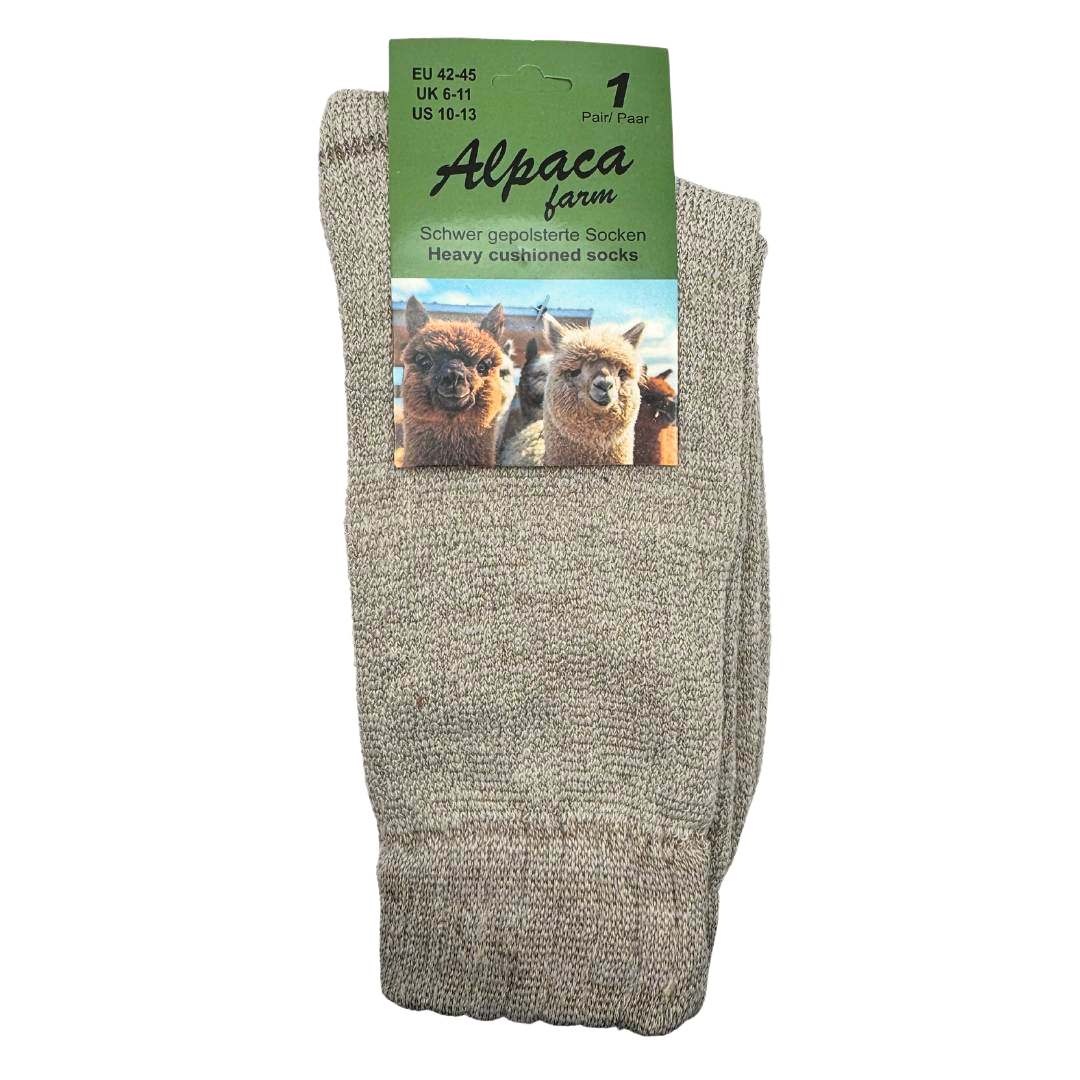 12 Pack Alpaca Heavy Cushioned Socks - Cream/Tan (Size 6-11 UK) - Image 2