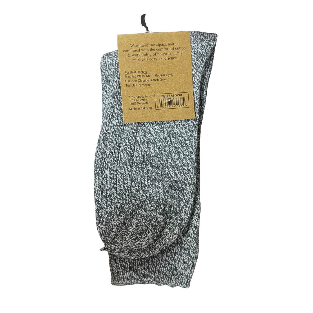 12 Pack Alpaca Wool Blend Chunky Socks - Dark Grey (Size 6-11) - Image 2