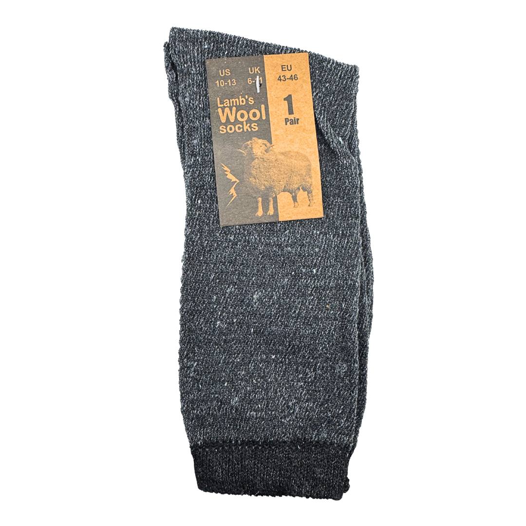 12 Pack Lambs Wool Chunky Socks - Dark Grey (Size 6-11 UK) - Image 2