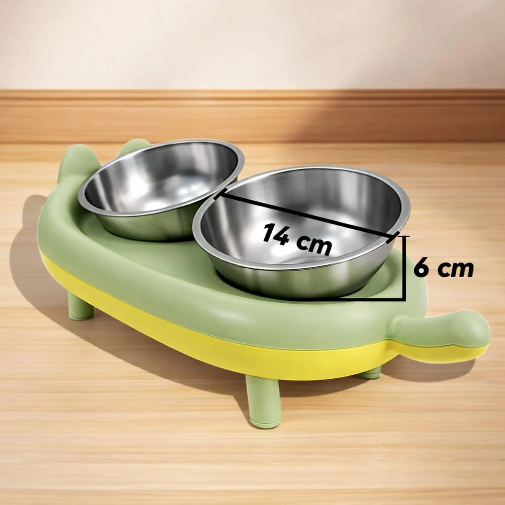 15° Elevated Cat Food Bowls For Cats & Small Dogs - Green - Image 3