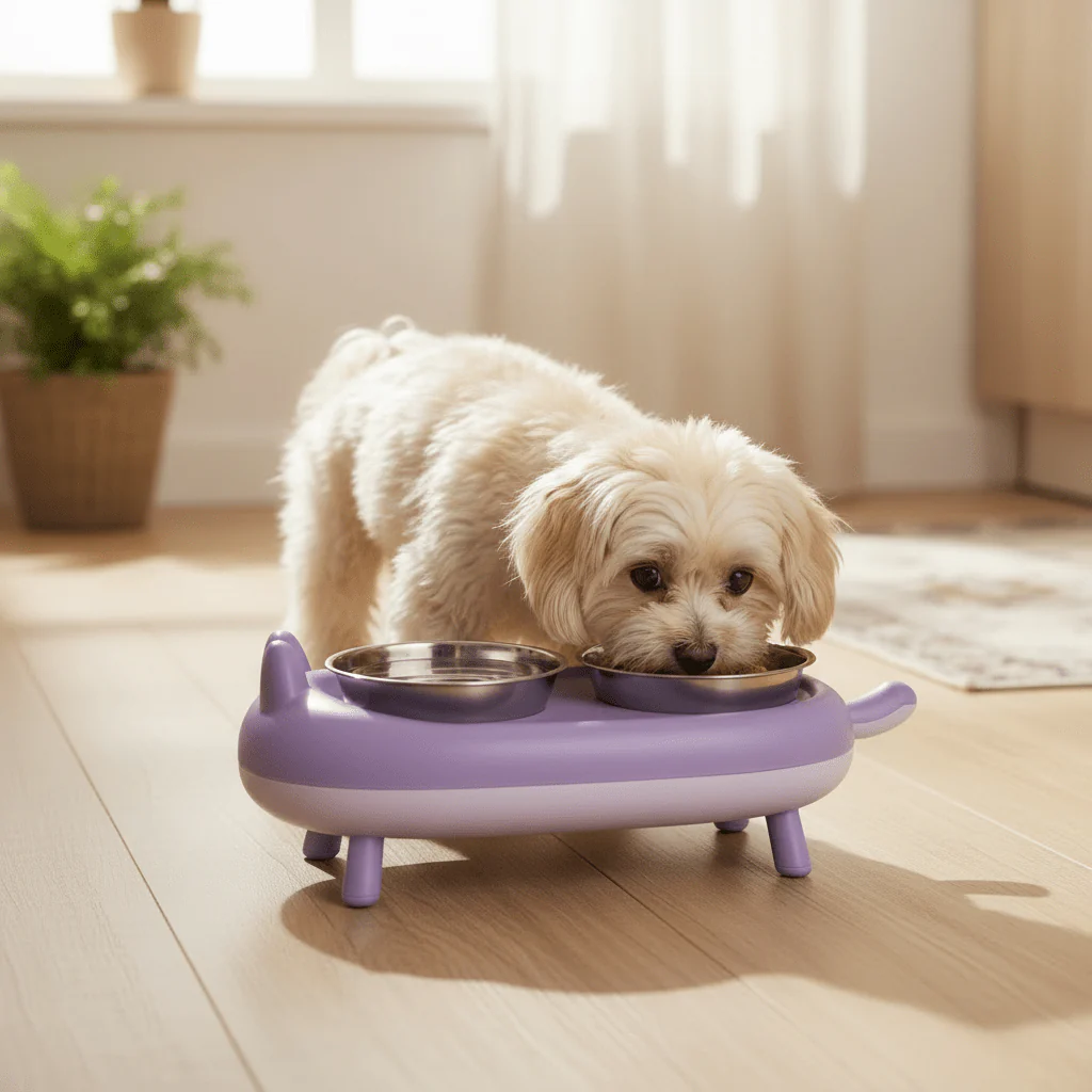 15° Elevated Cat Food Bowls For Cats & Small Dogs - Purple - Image 9