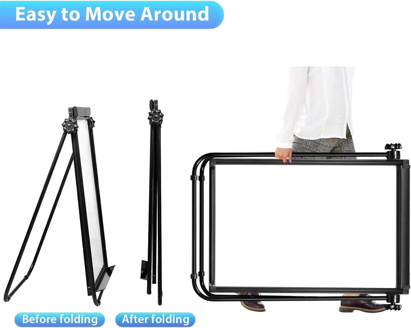 2 in 1 Magnetic Dry Board Whiteboard with Adjustable Easel Double Sided - 90x60cm - Image 4