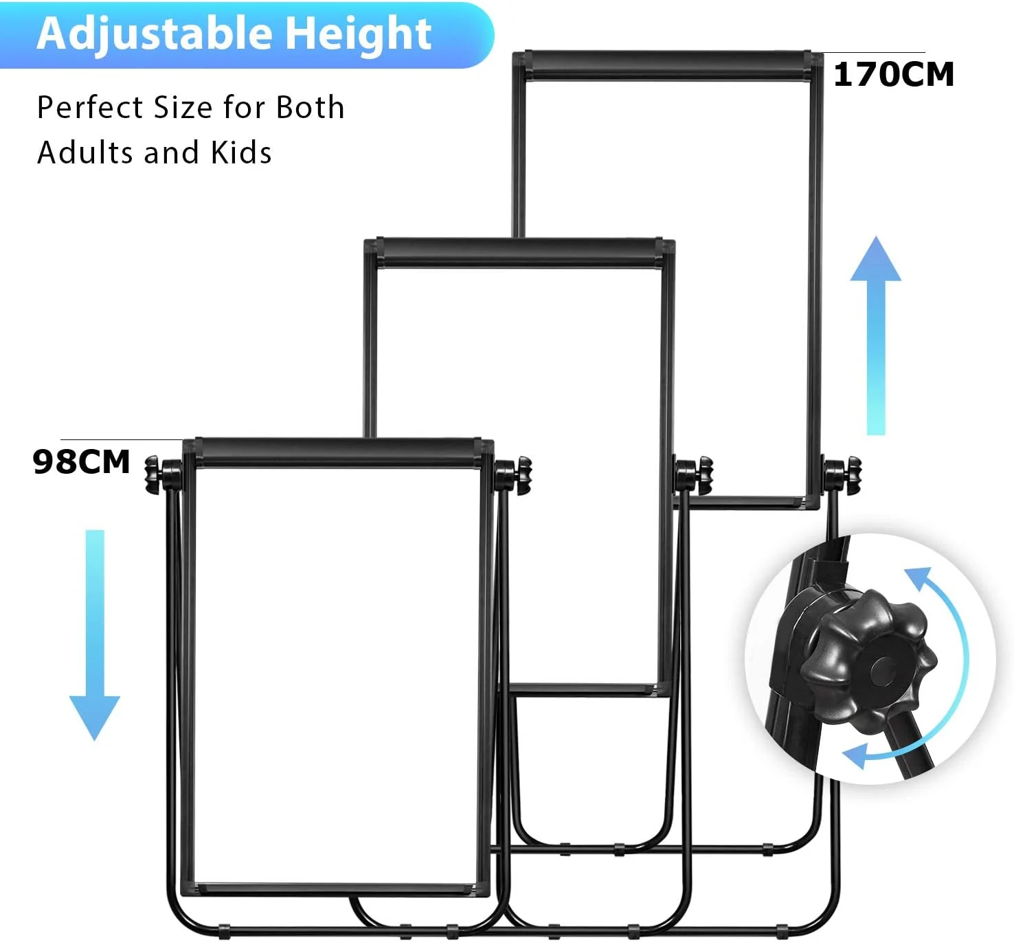 2 in 1 Magnetic Dry Board Whiteboard with Adjustable Easel Double Sided - 90x60cm - Image 7