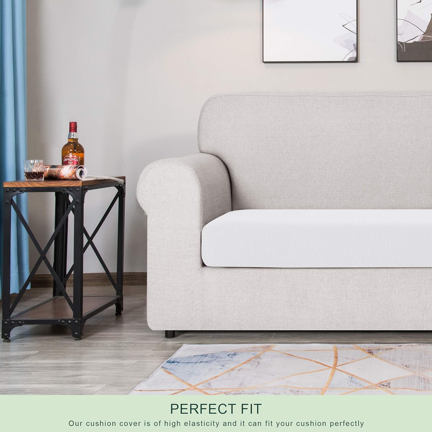 2 Seater Slipcover for Loveseat Couch - White - Image 6