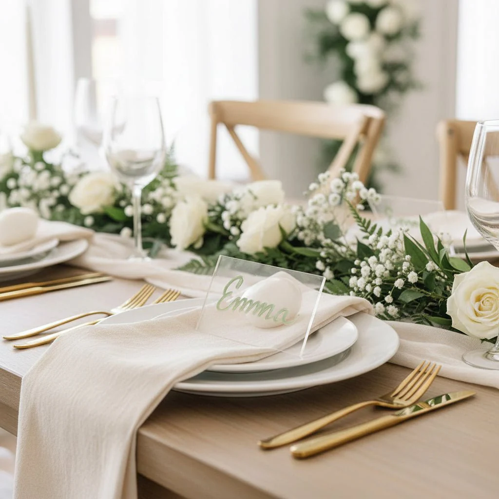 20-Pack of Rectangular Acrylic Wedding Place Cards - 9x5cm Each - Image 8
