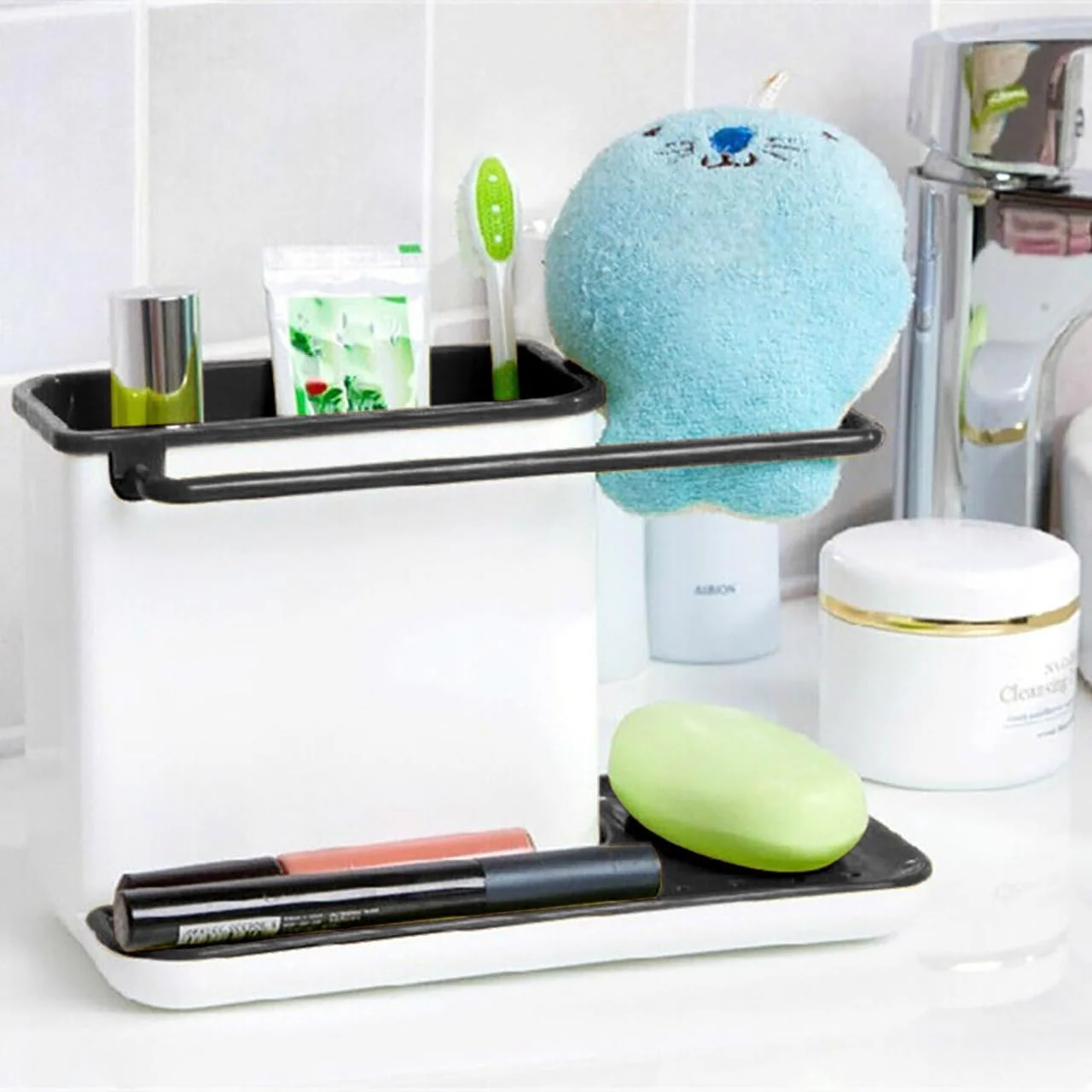 3-in-1 Kitchen Stand Caddy, Organise, Space saver - Grey/White - Image 5