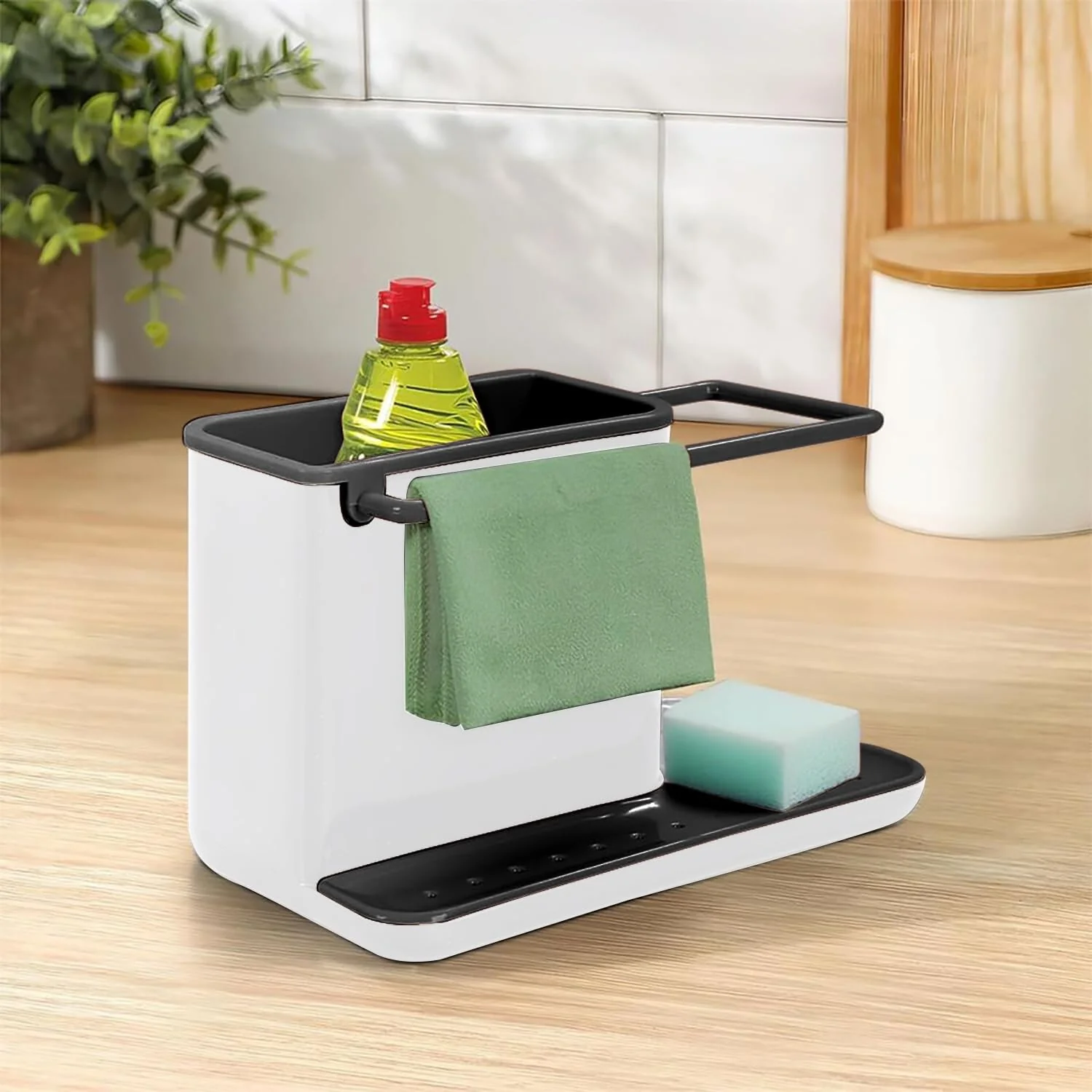 3-in-1 Kitchen Stand Caddy, Organise, Space saver - Grey/White - Image 6