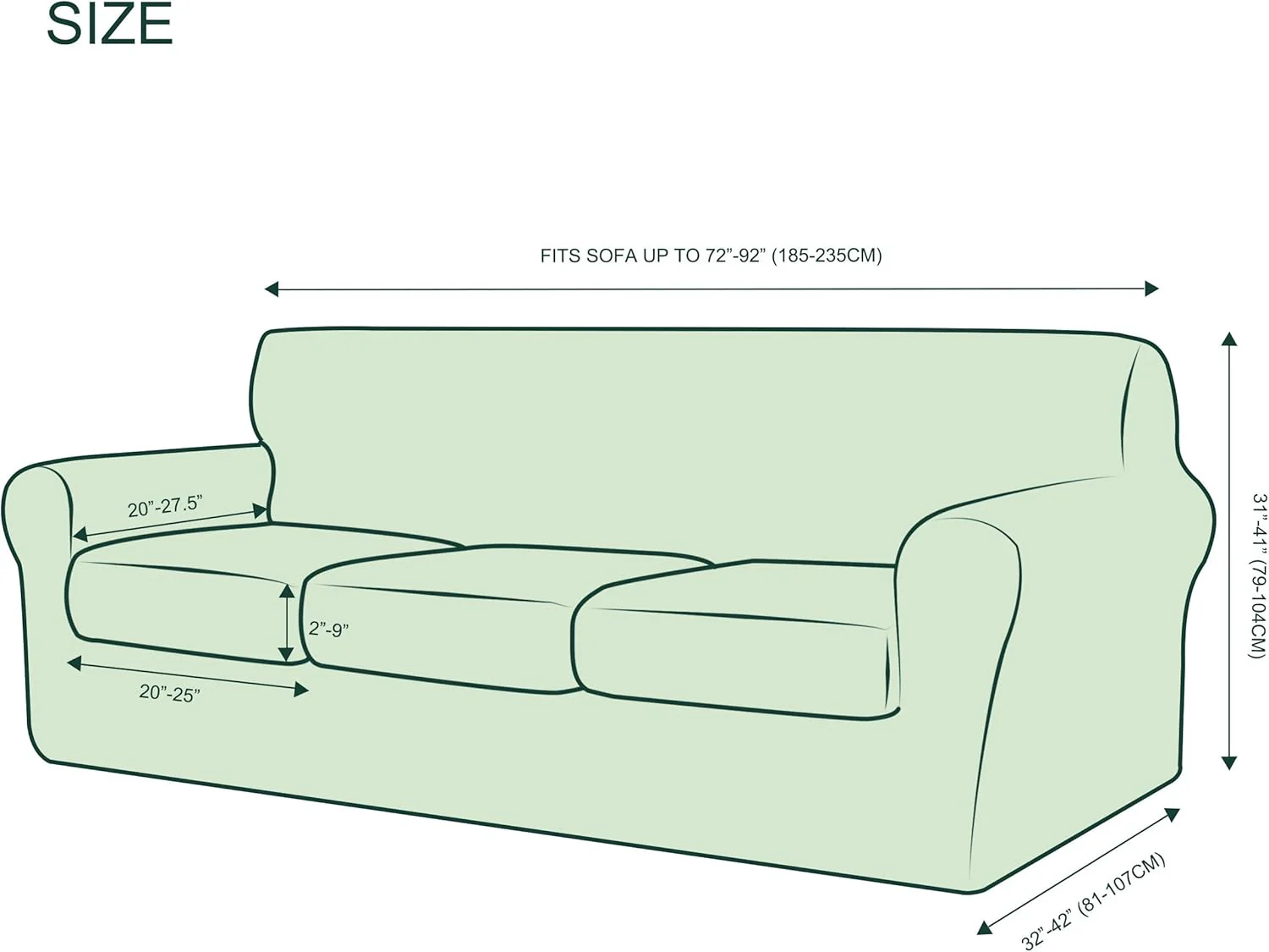 3 piece Jacquard Spandex Sofa Stretch Cover with Cushion Covers - Turquoise - Image 6