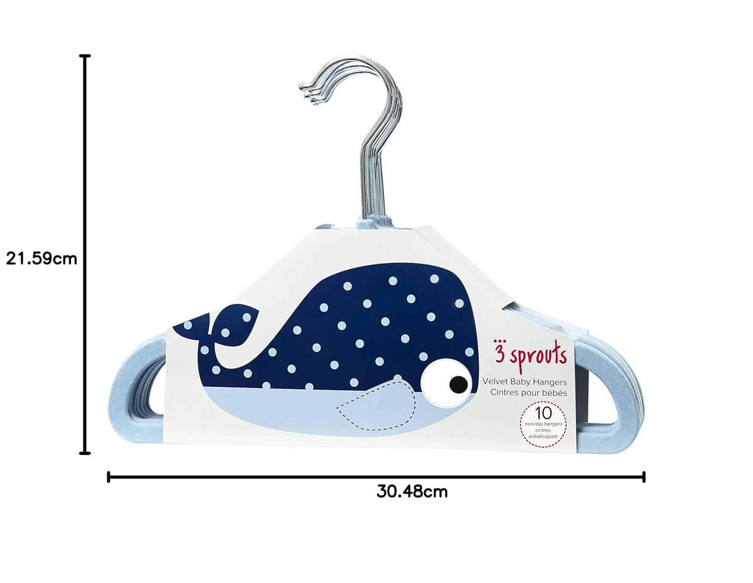 3 Sprouts Baby Hangers - Non-slip Velvet hangers for Nursery - Whale Blue - Image 4
