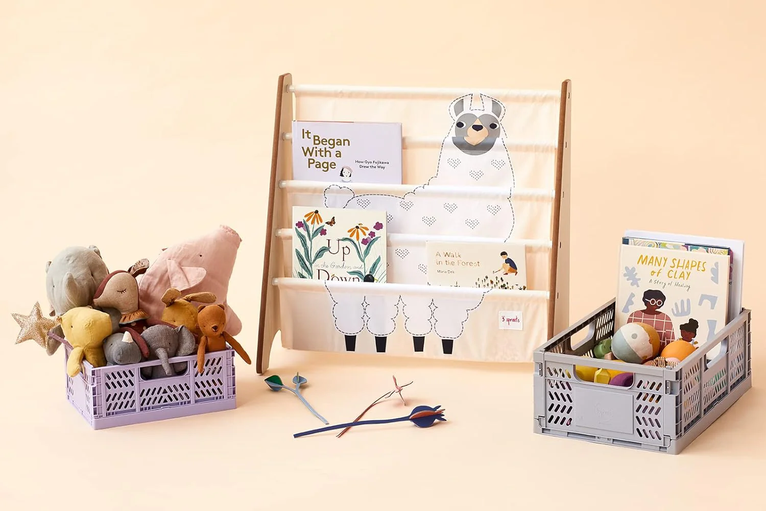 3 Sprouts Children's Book Rack - Llama - Image 6