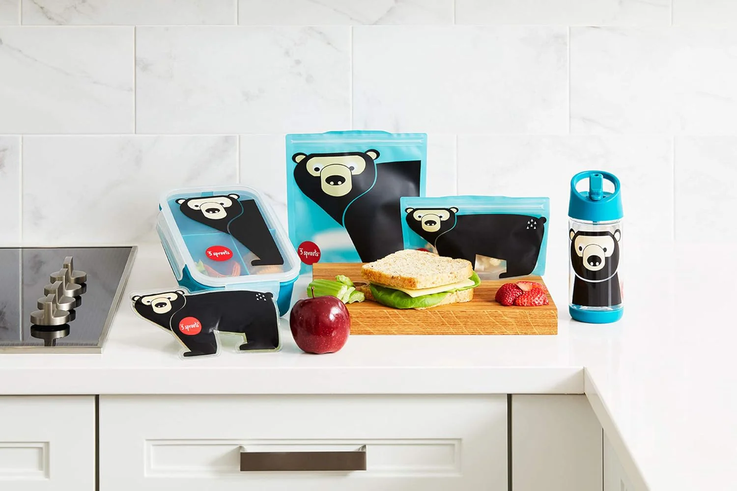 3 Sprouts Ice Pack – Reusable Lunch Bag Cooler - Bear - Image 3