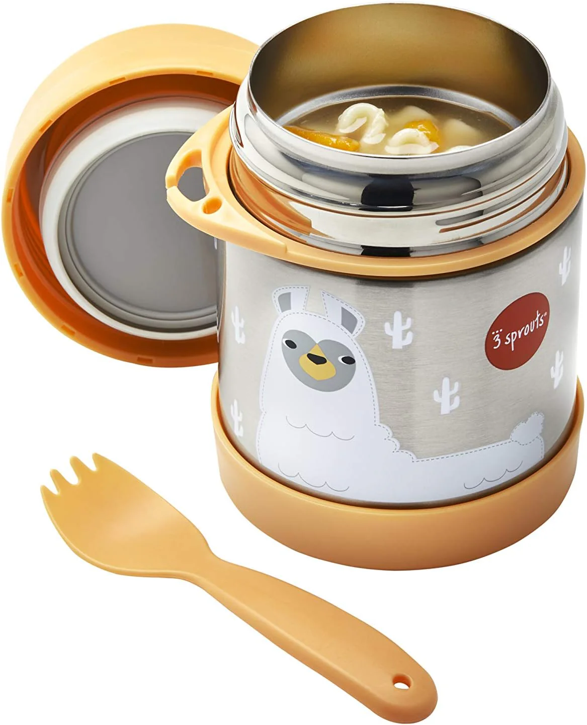 3 Sprouts Stainless Steel Food Flask and Spork for Kids - Llama - Image 3