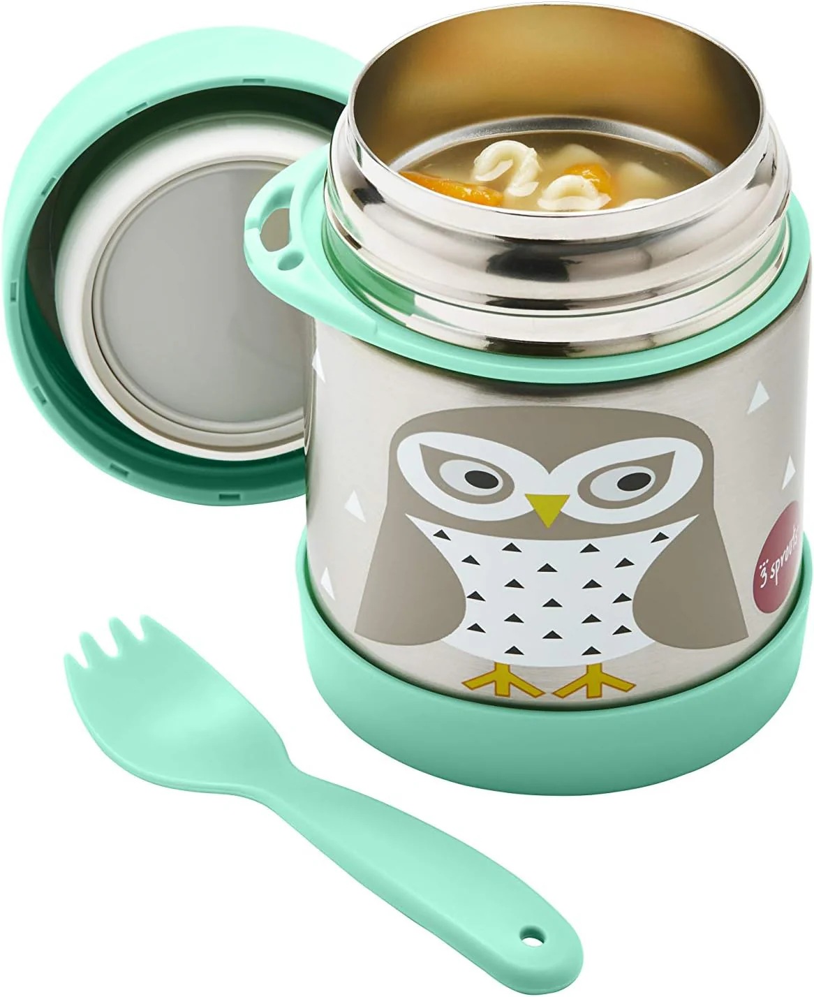 3 Sprouts Stainless Steel Food Flask and Spork for kids - Owl - Image 3
