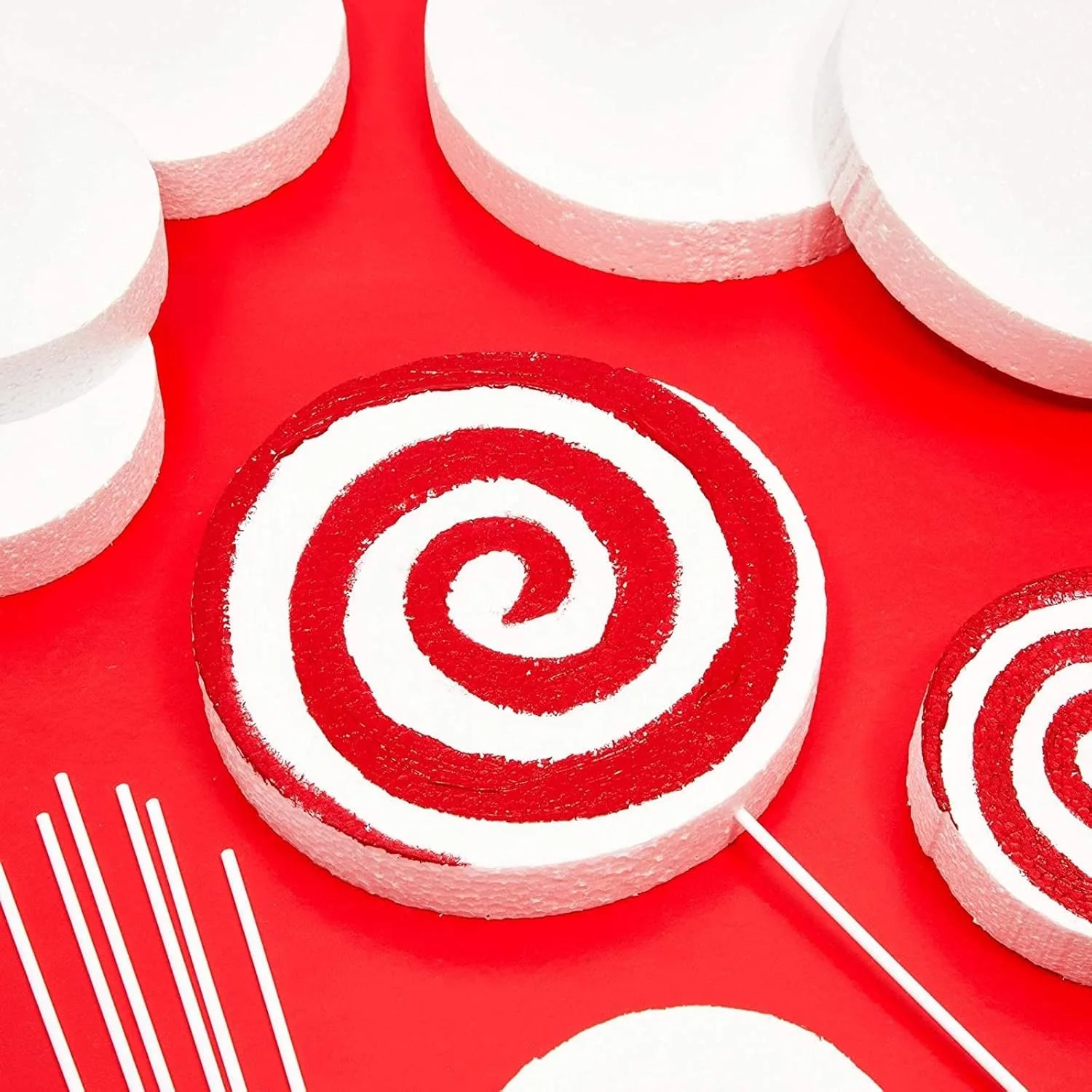 30 Craft Foam Circles with 30 Plastic Dowels (2 Sizes) - Image 3