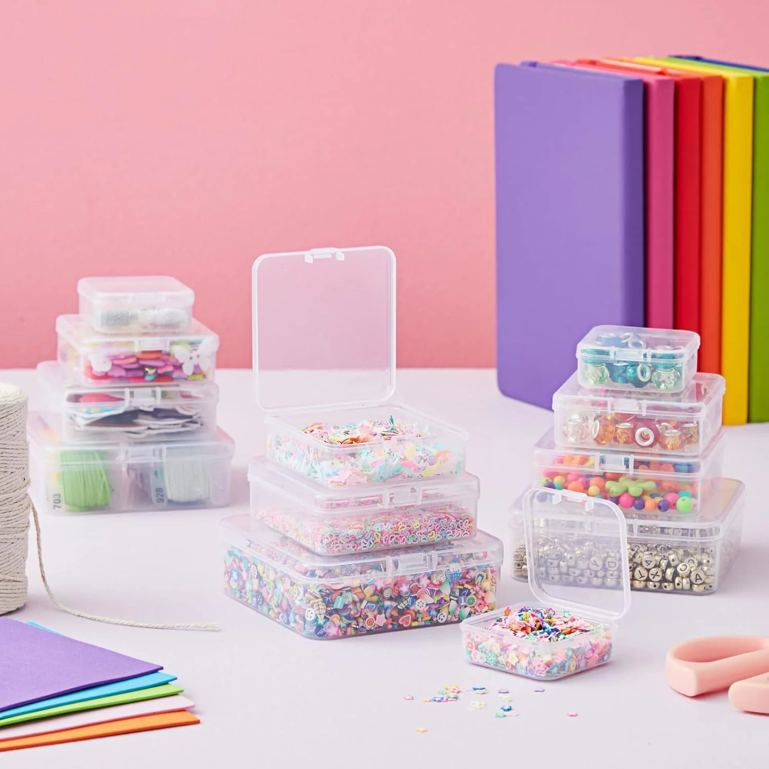 40 Piece Empty Square Mini Storage Containers with Lids (4 Sizes) - Image 2