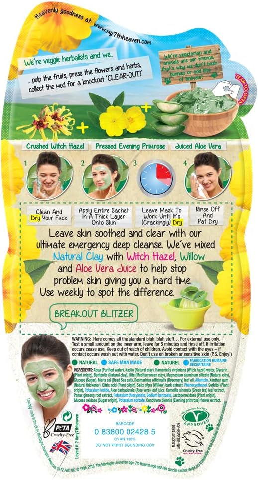 7th Heaven Blemish Clay Masks with Witch Hazel and Aloe Vera - 12 Pack - Image 2