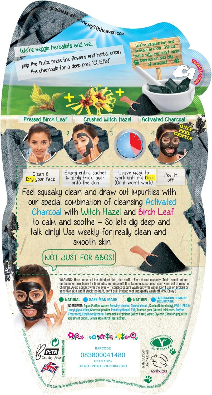 7th Heaven Charcoal Peel-Off Face Masks - 12 Pack - Image 5