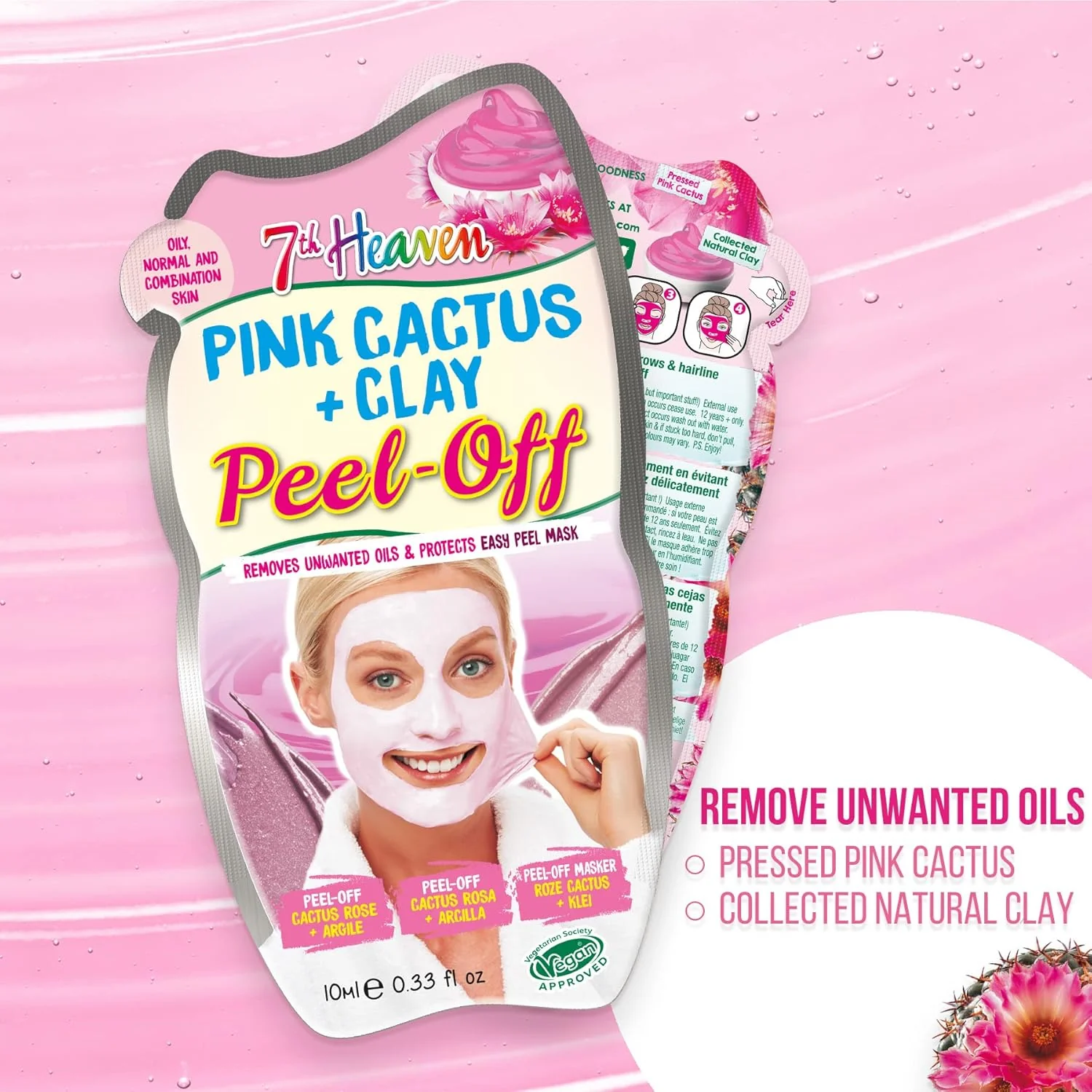7th Heaven Pink Cactus Clay Peel Off Masks - X 96 - Image 2