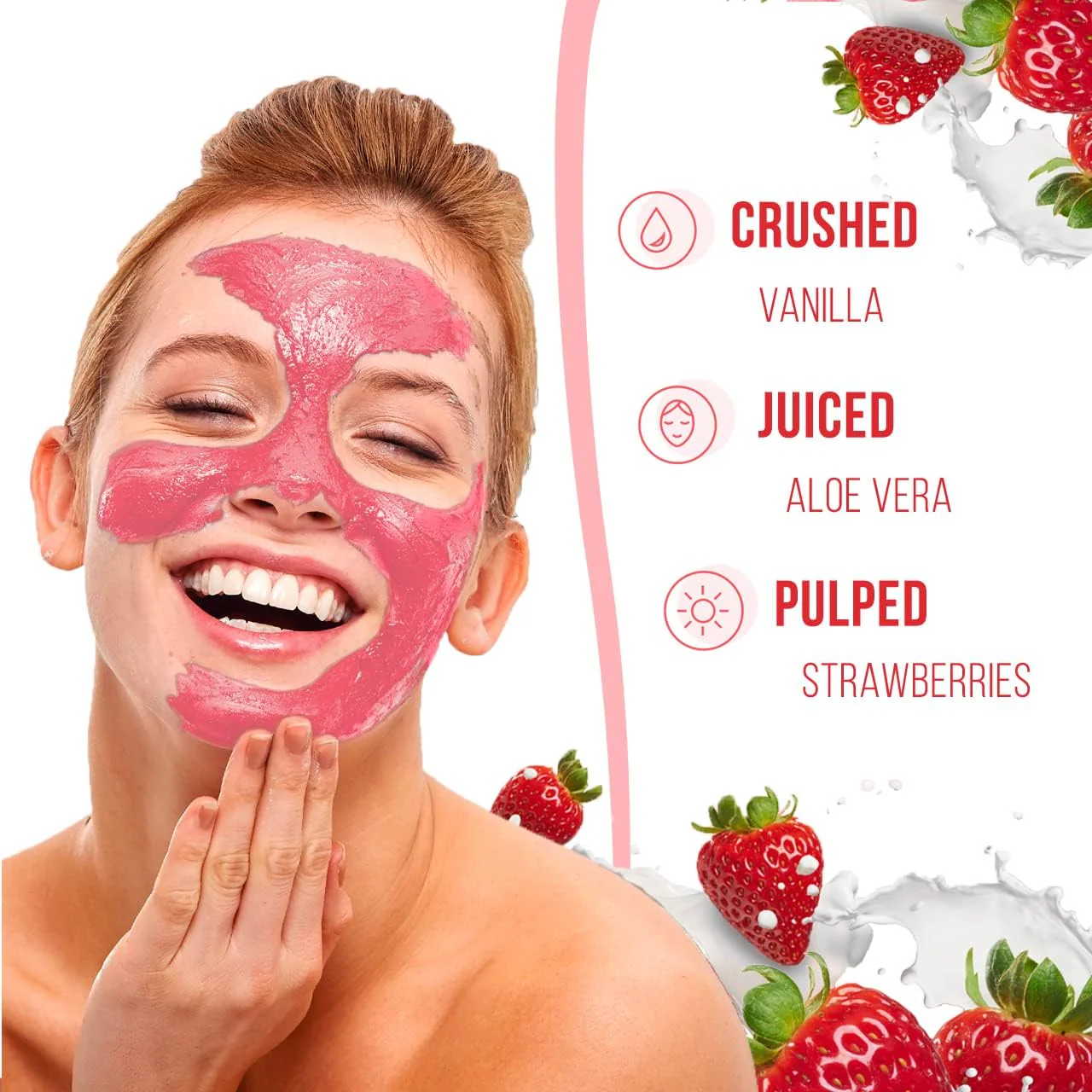 7th Heaven Strawberry Cream Hydrating Face Mask (175g) - Image 3