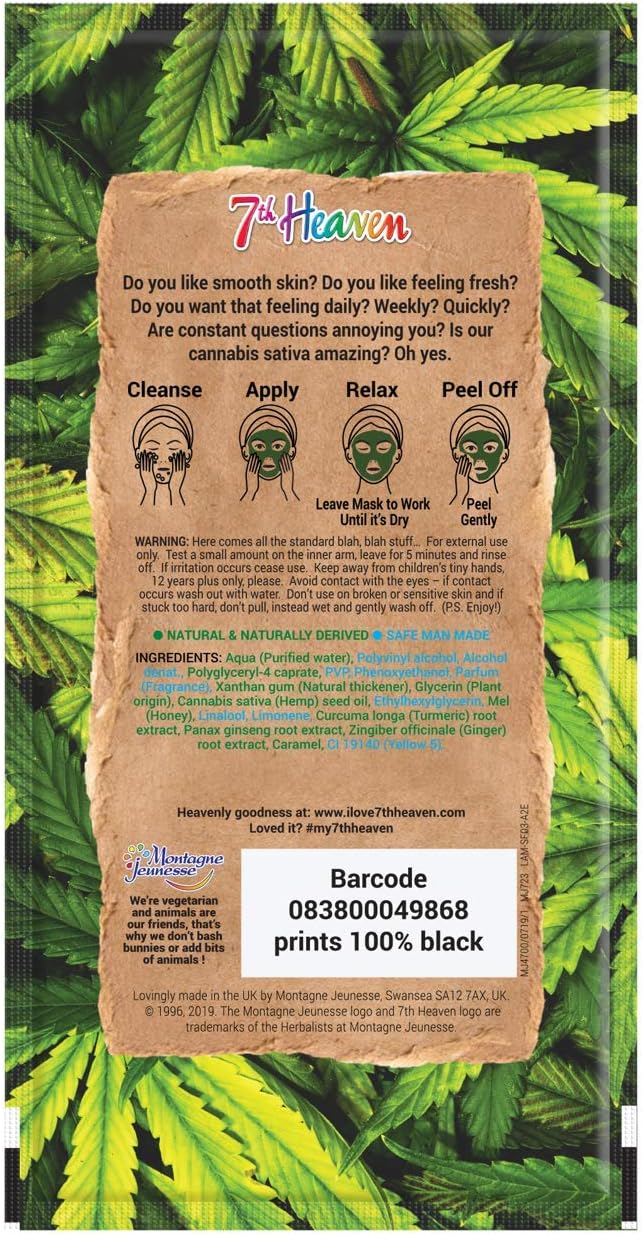 7th Heaven Superfood Cannabis Sativa Peel-Off Mask - 12 Pack - Image 3
