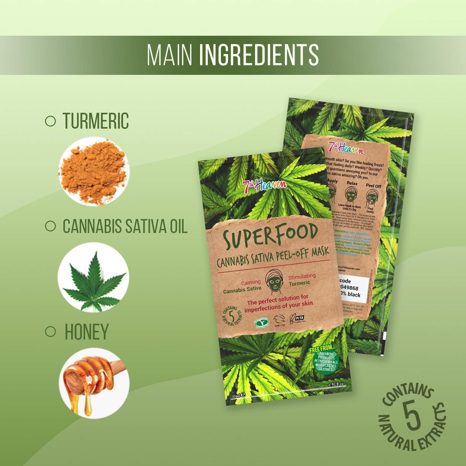 7th Heaven Superfood Cannabis Sativa Peel-Off Mask - 12 Pack - Image 5