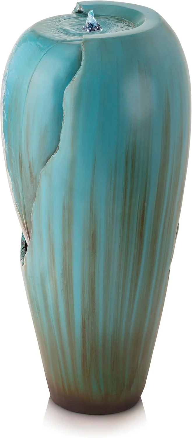 Alpine Corporation 84 cm Tall Water Jar Fountain with LED Light - Turquoise - Image 7