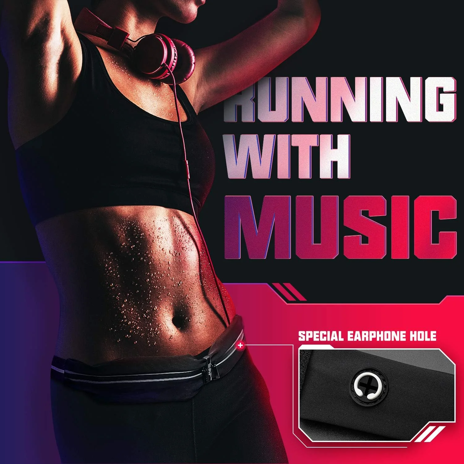 Akalas Running Belt 2 pocket adjustable - Black - Image 4