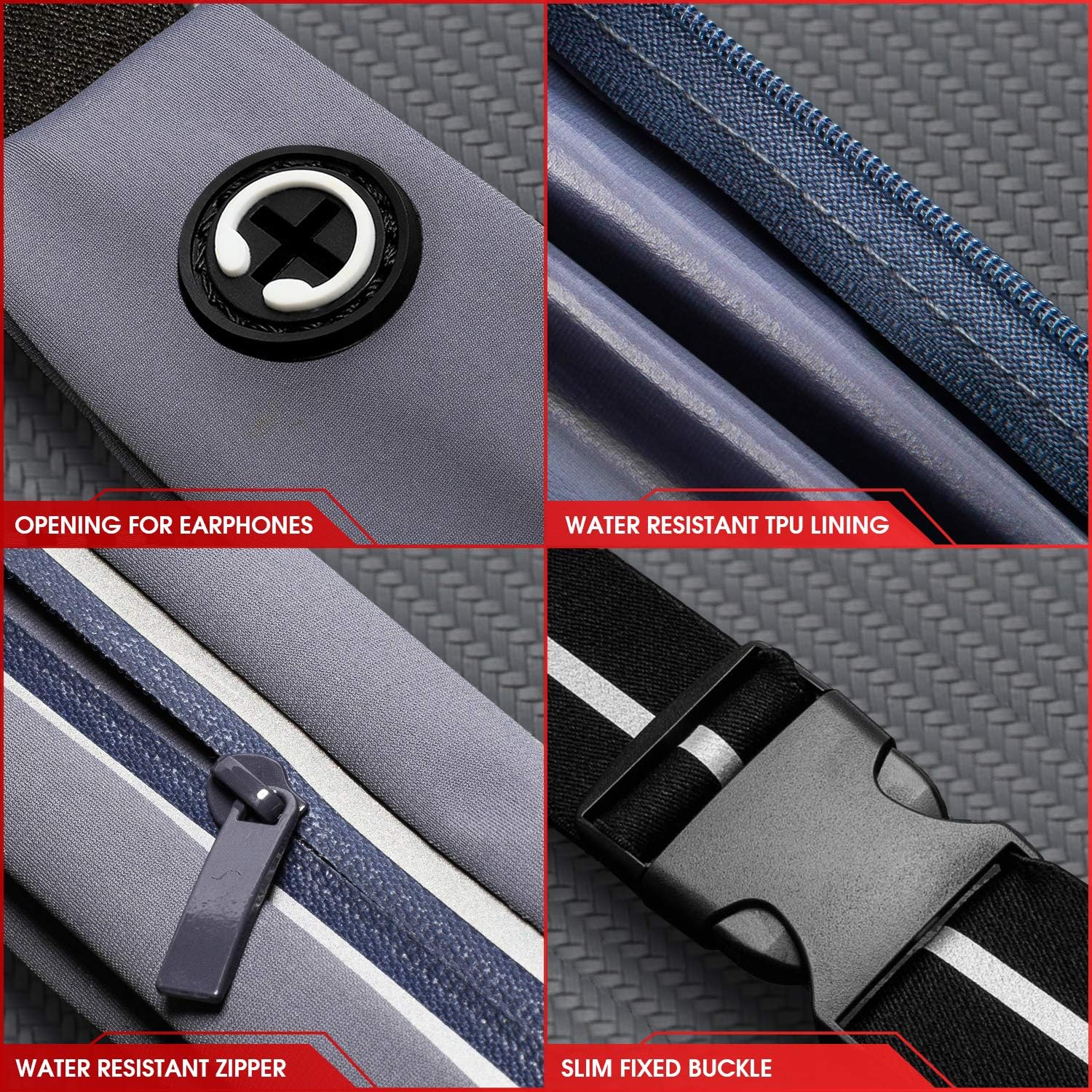 Akalas Slim Running Belt Money Clip - 2 zip pockets - Various Colours - Image 12