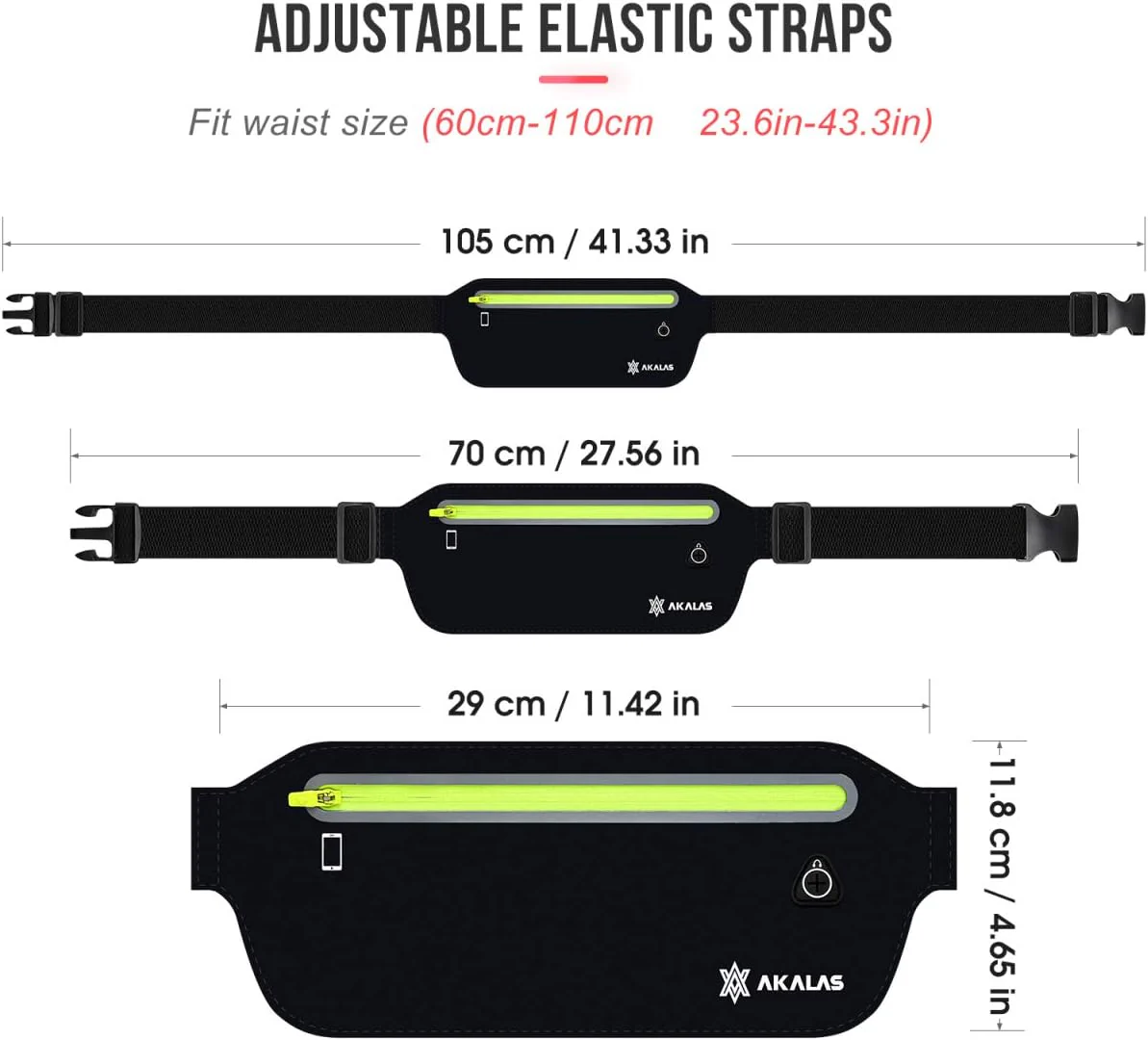 Akalas Ultra Slim Running Belt Waist Pack (Various Colours) - Image 8