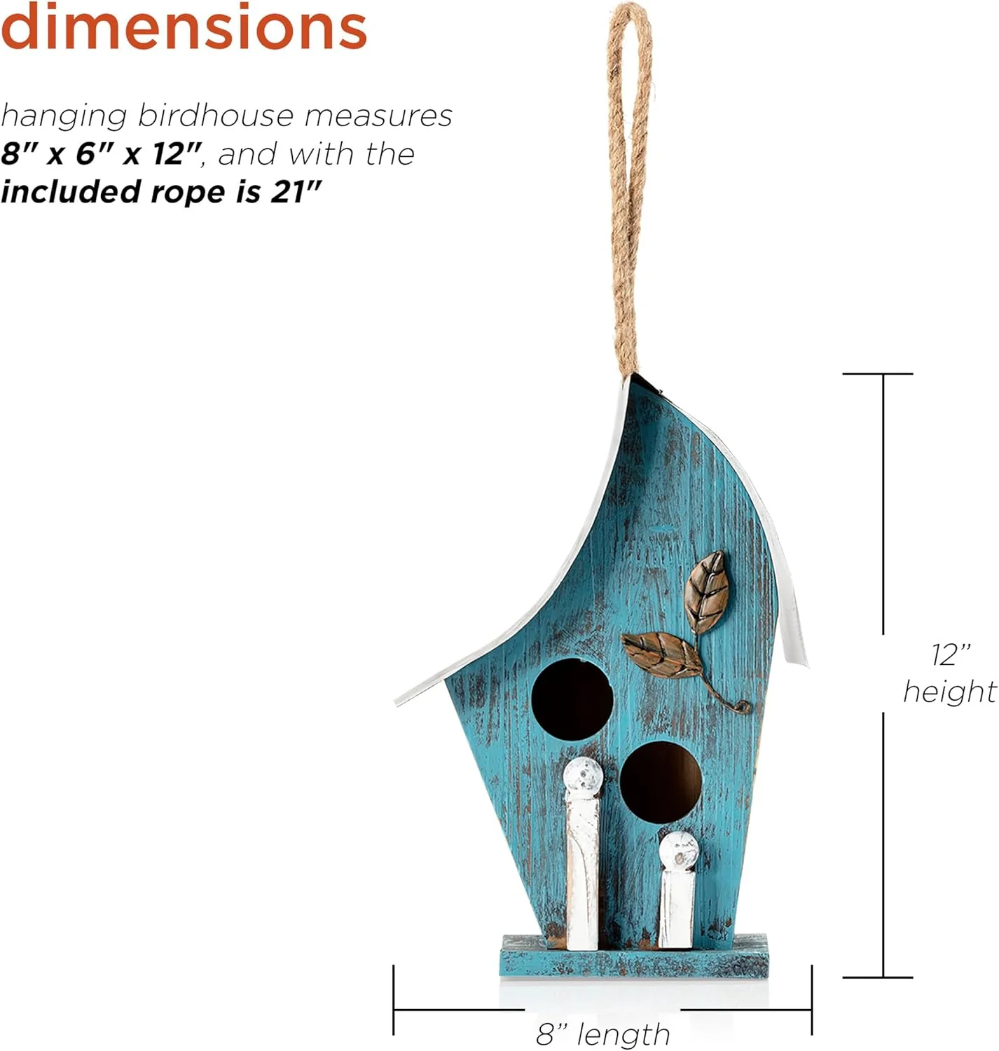 Alpine Corporation 30cm Outdoor Hanging Birdhouse - Blue - Image 3