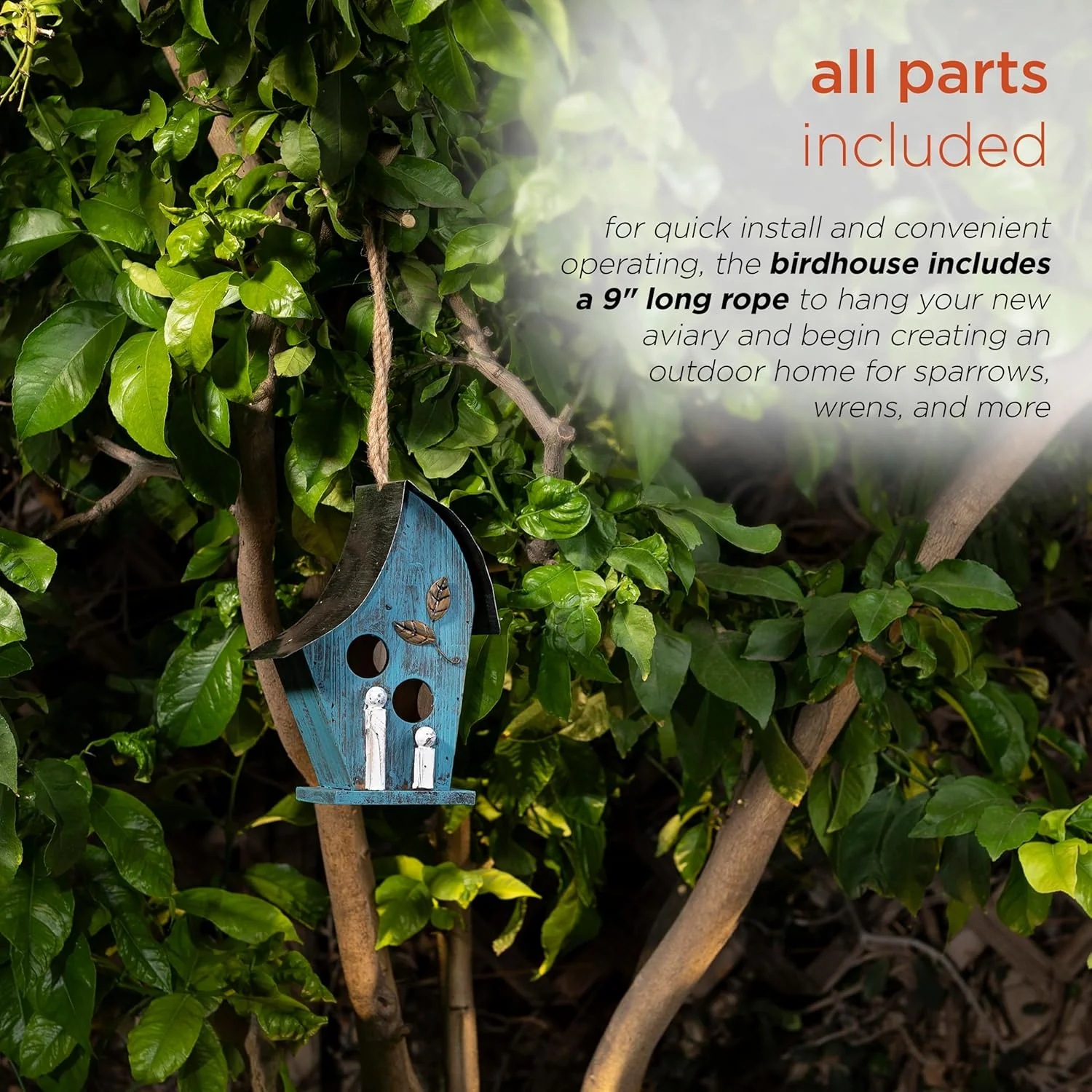Alpine Corporation 30cm Outdoor Hanging Birdhouse - Blue - Image 5