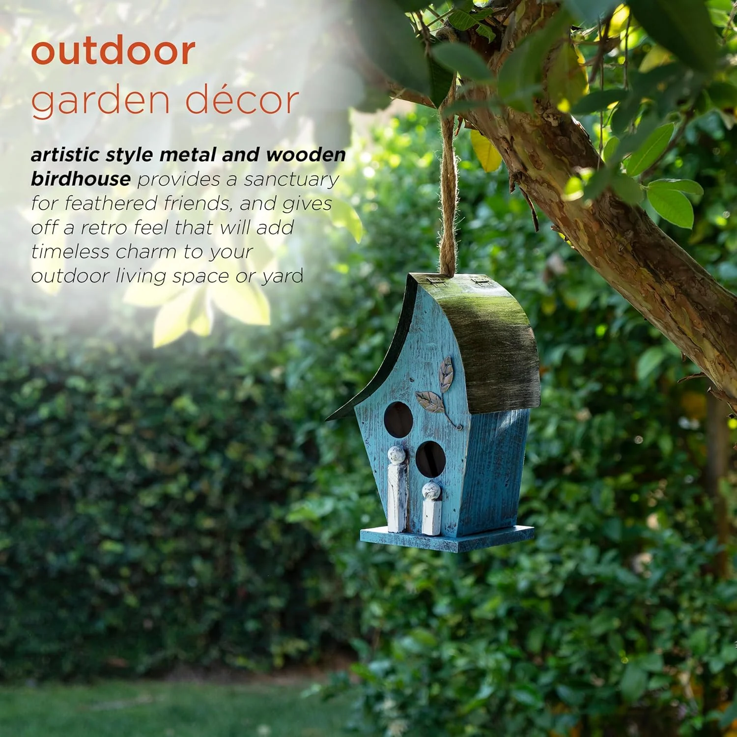 Alpine Corporation 30cm Outdoor Hanging Birdhouse - Blue - Image 7
