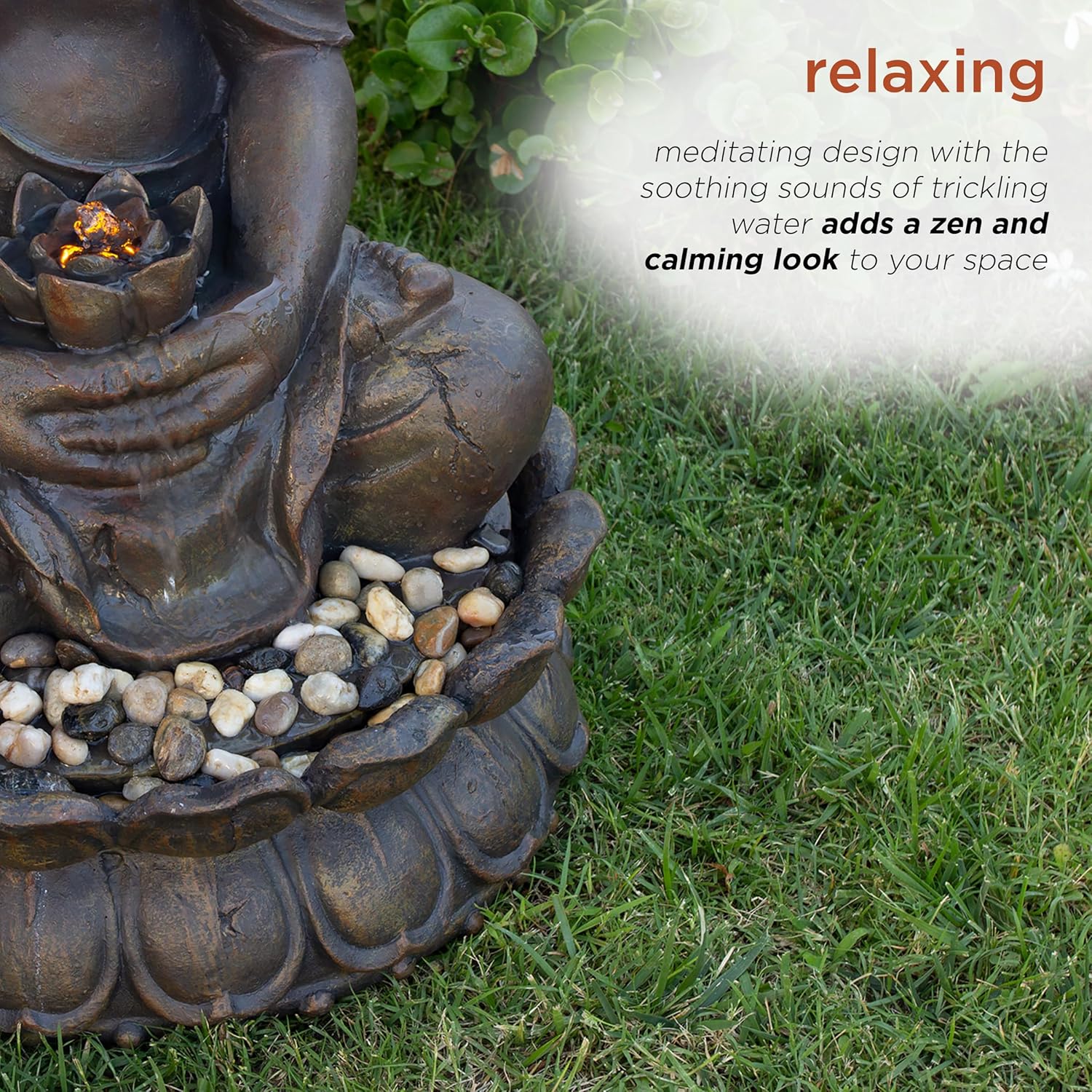 Alpine Corporation 84 cm Tall Indoor/Outdoor Meditating Buddha Water Fountain - Image 5