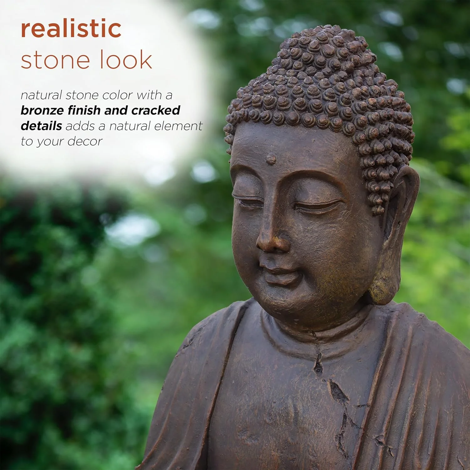 Alpine Corporation 84 cm Tall Indoor/Outdoor Meditating Buddha Water Fountain - Image 6