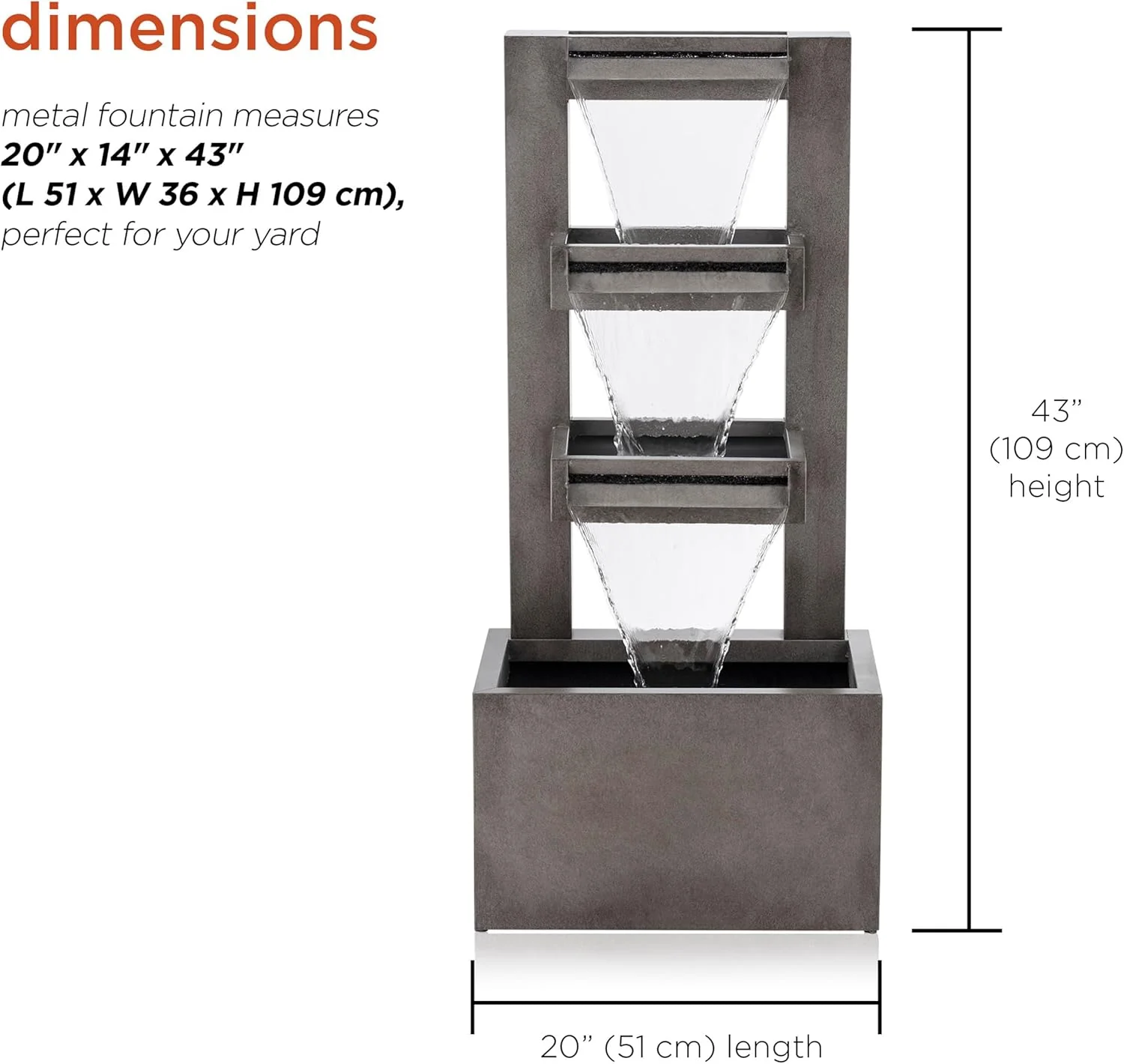 Alpine Corporation Metal Fountain - Grey - Image 3