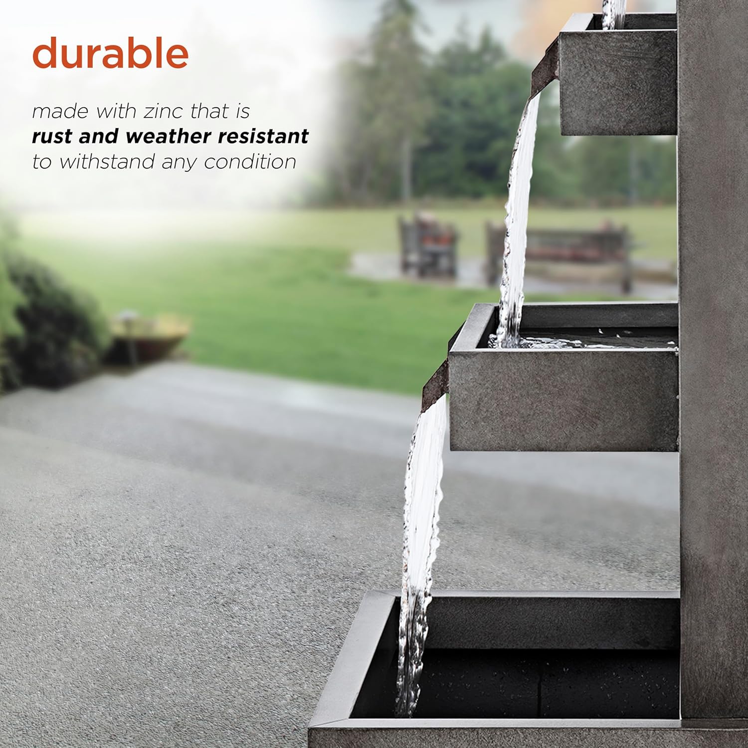 Alpine Corporation Metal Fountain - Grey - Image 7