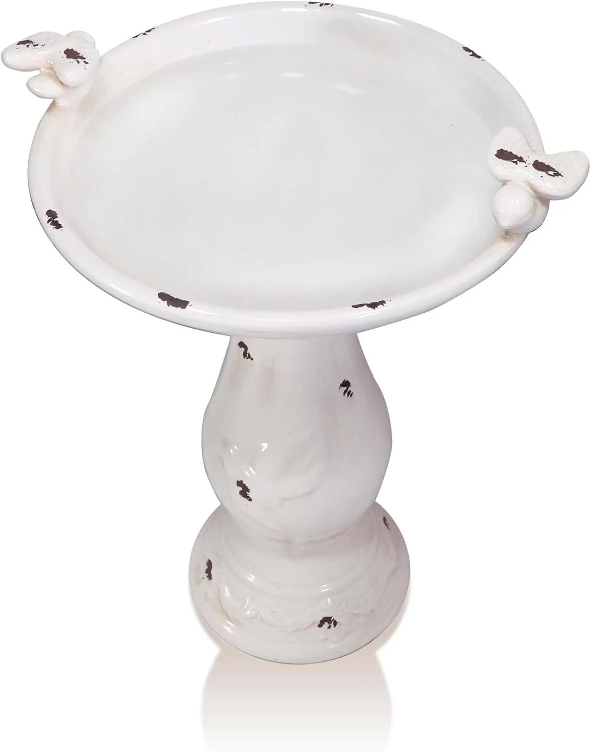 Alpine Corporation Outdoor Antique Ceramic Birdbath - Light Brown - Image 7