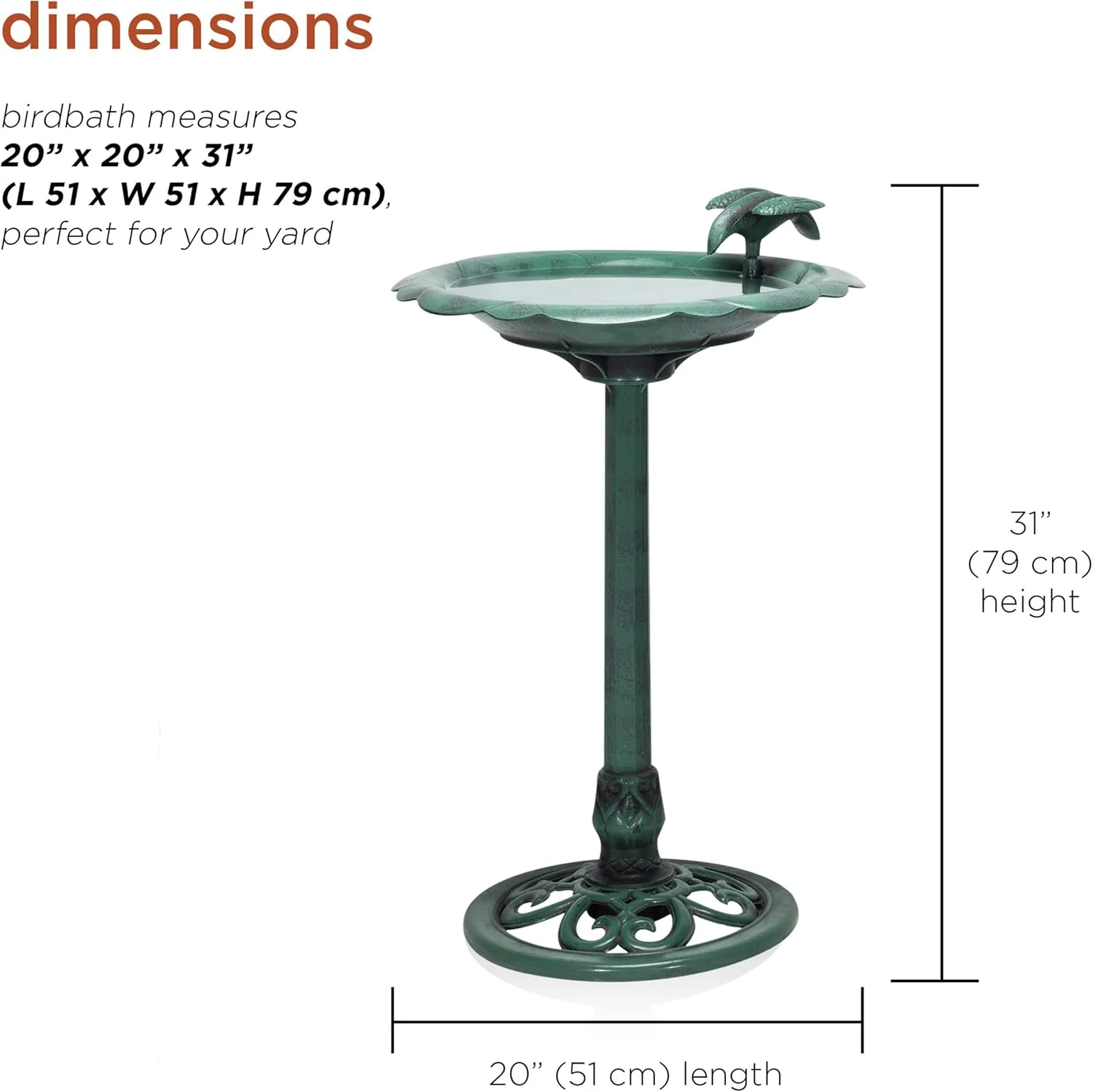 Alpine Corporation Outdoor Antique Flower Birdbath - Green - Image 4