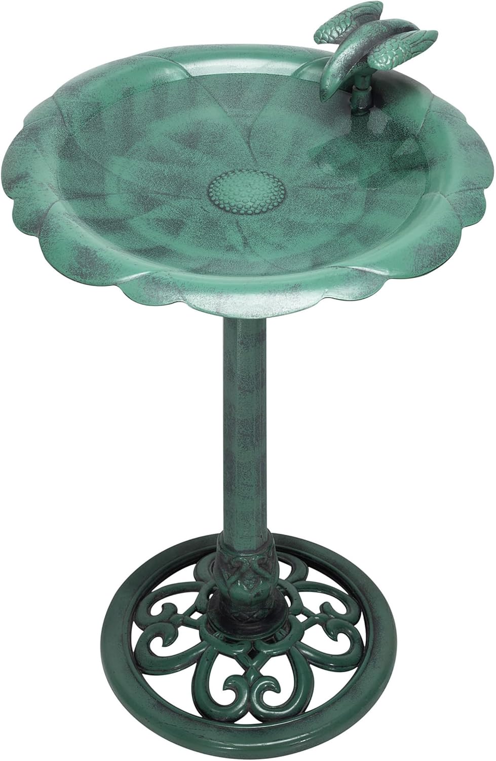 Alpine Corporation Outdoor Antique Flower Birdbath - Green - Image 8