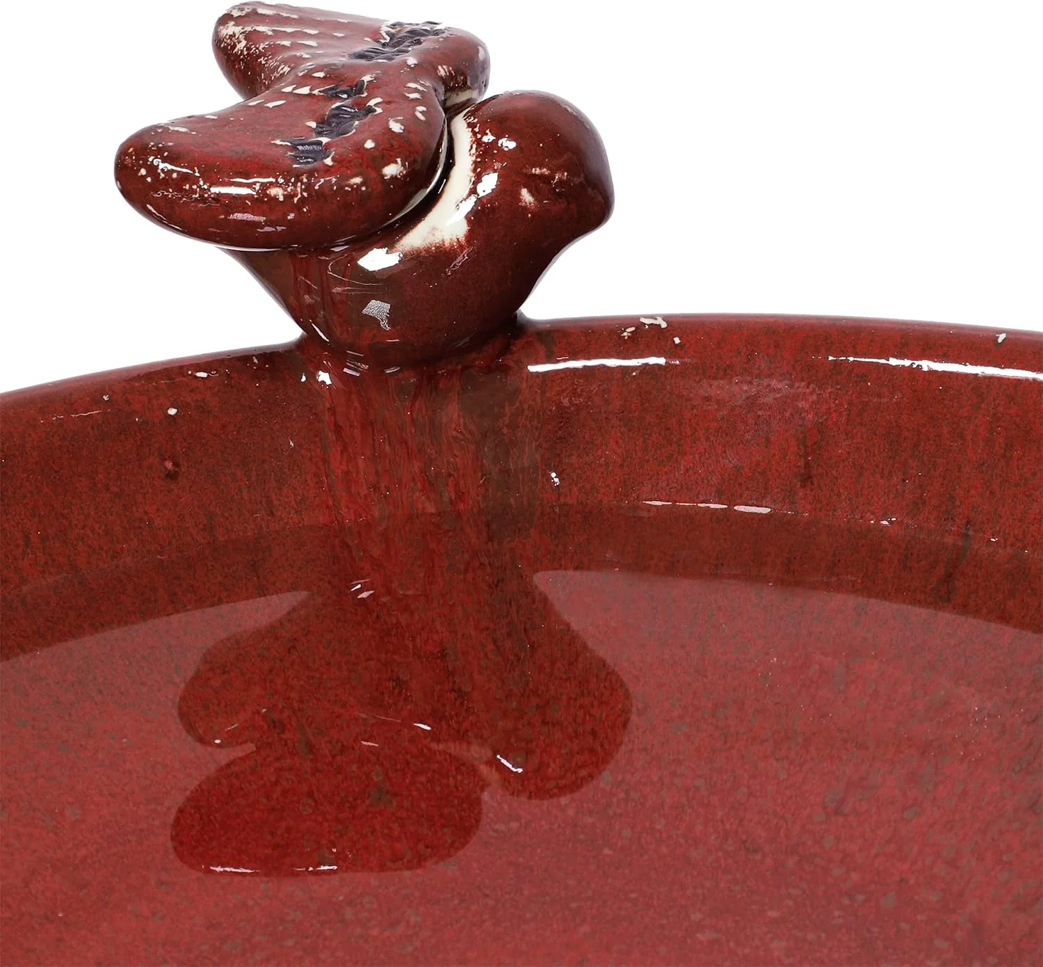 Alpine Corporation Outdoor Ceramic Antique Pedestal Birdbath - Red - Image 8