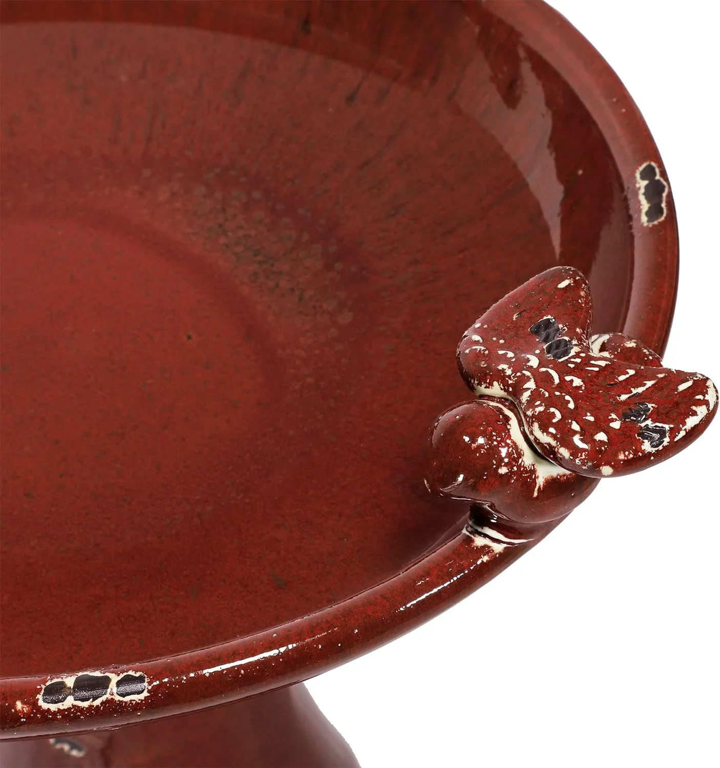 Alpine Corporation Outdoor Ceramic Antique Pedestal Birdbath - Red - Image 9