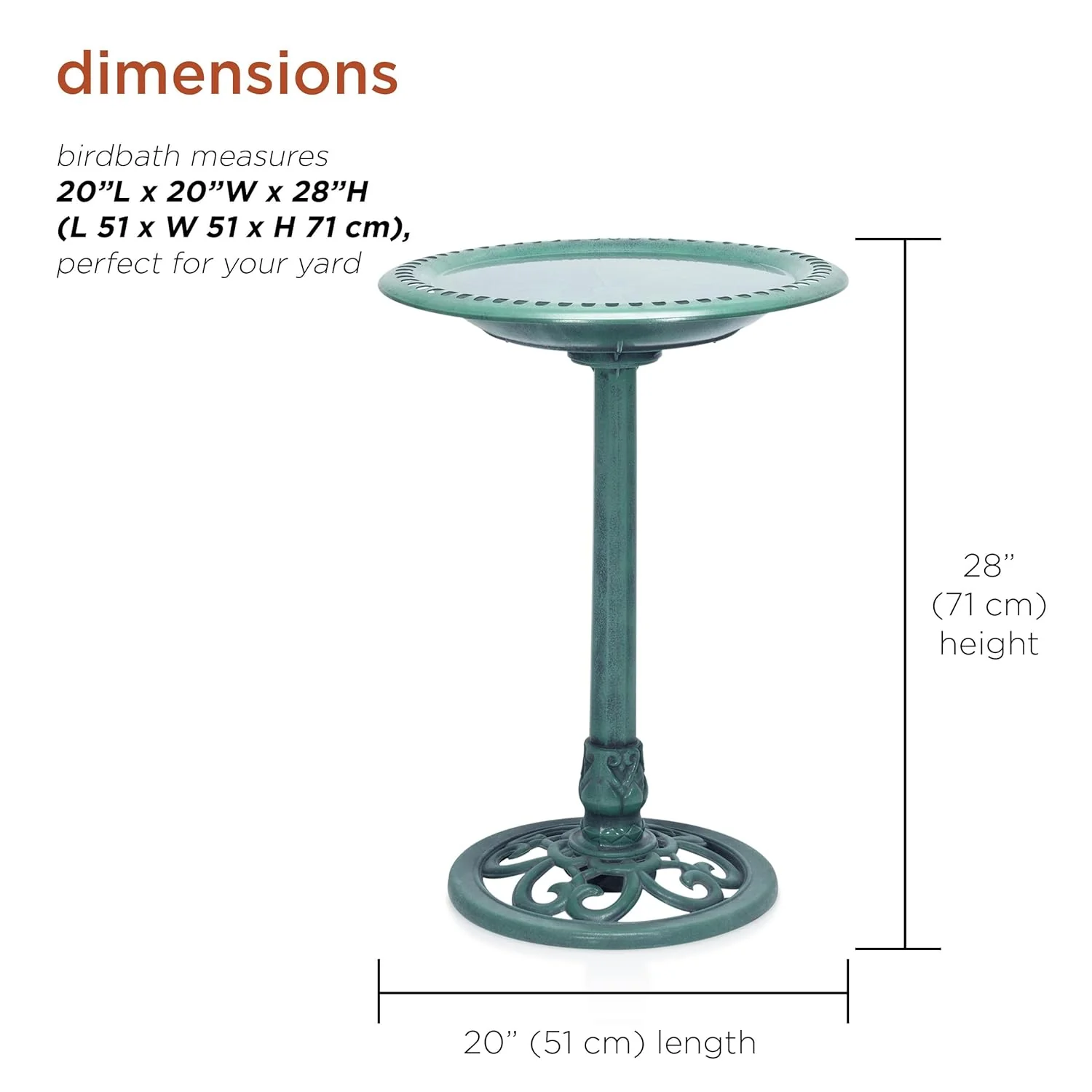 Alpine Corporation Outdoor Pedestal Birdbath - Green - Image 4