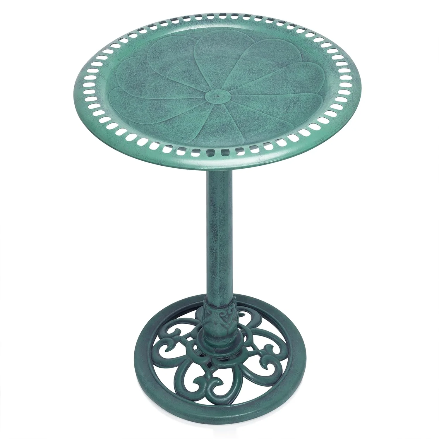 Alpine Corporation Outdoor Pedestal Birdbath - Green - Image 5