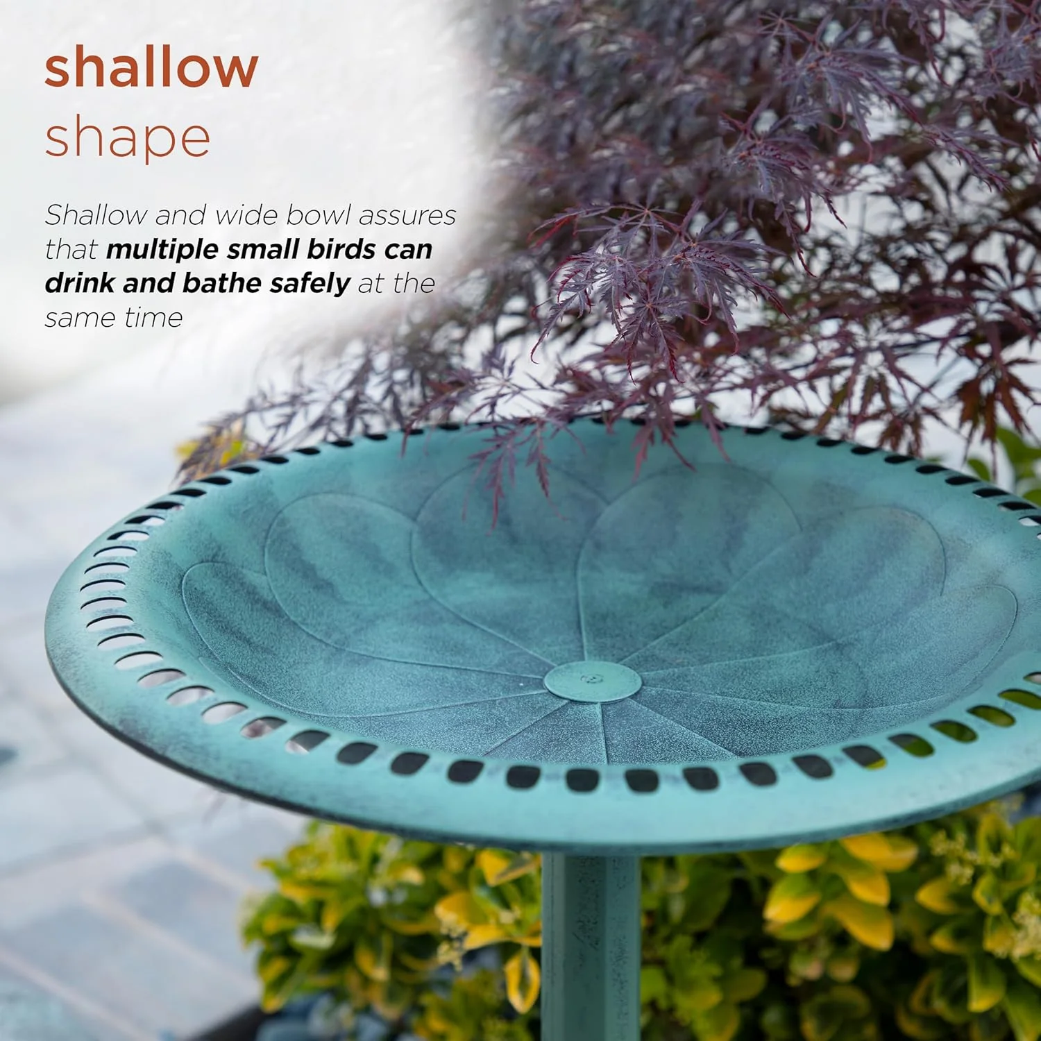 Alpine Corporation Outdoor Pedestal Birdbath - Green - Image 7