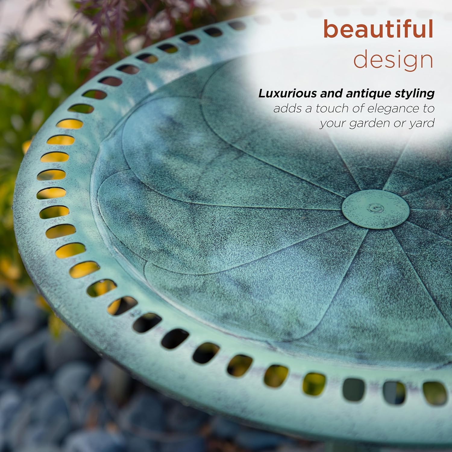 Alpine Corporation Outdoor Pedestal Birdbath - Green - Image 8