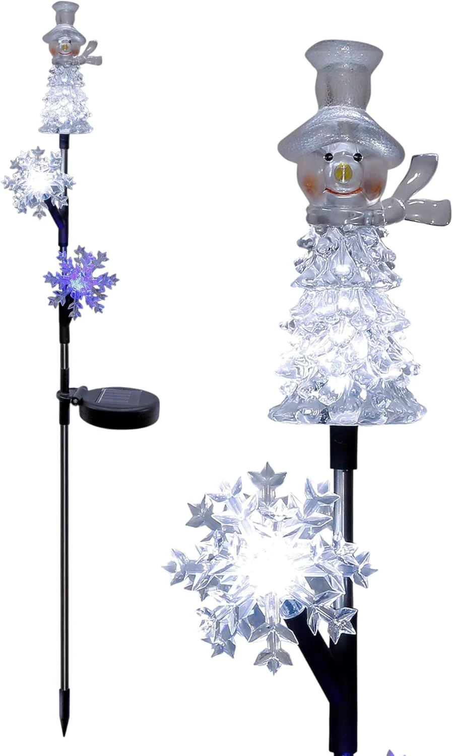 Alpine Corporation Snowman and Snowflakes Christmas Solar Powered Stake