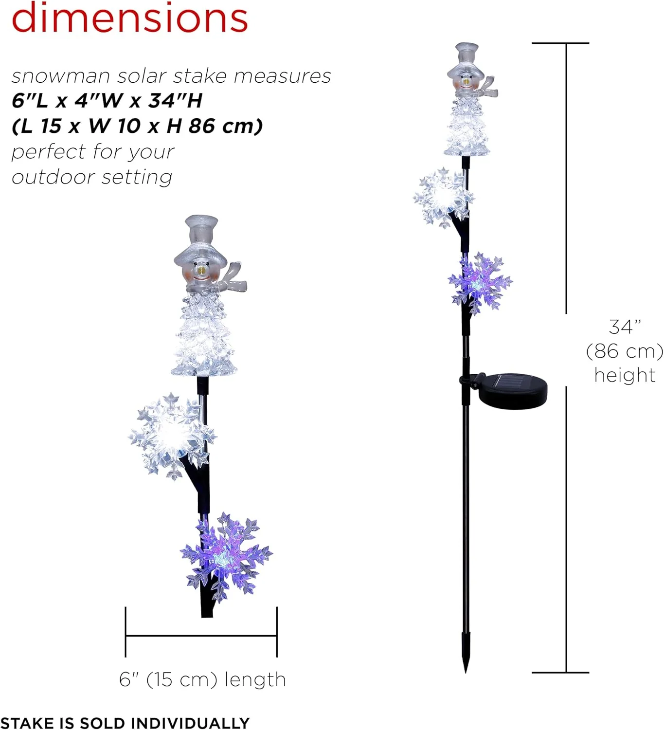 Alpine Corporation Snowman and Snowflakes Christmas Solar Powered Stake - Image 3