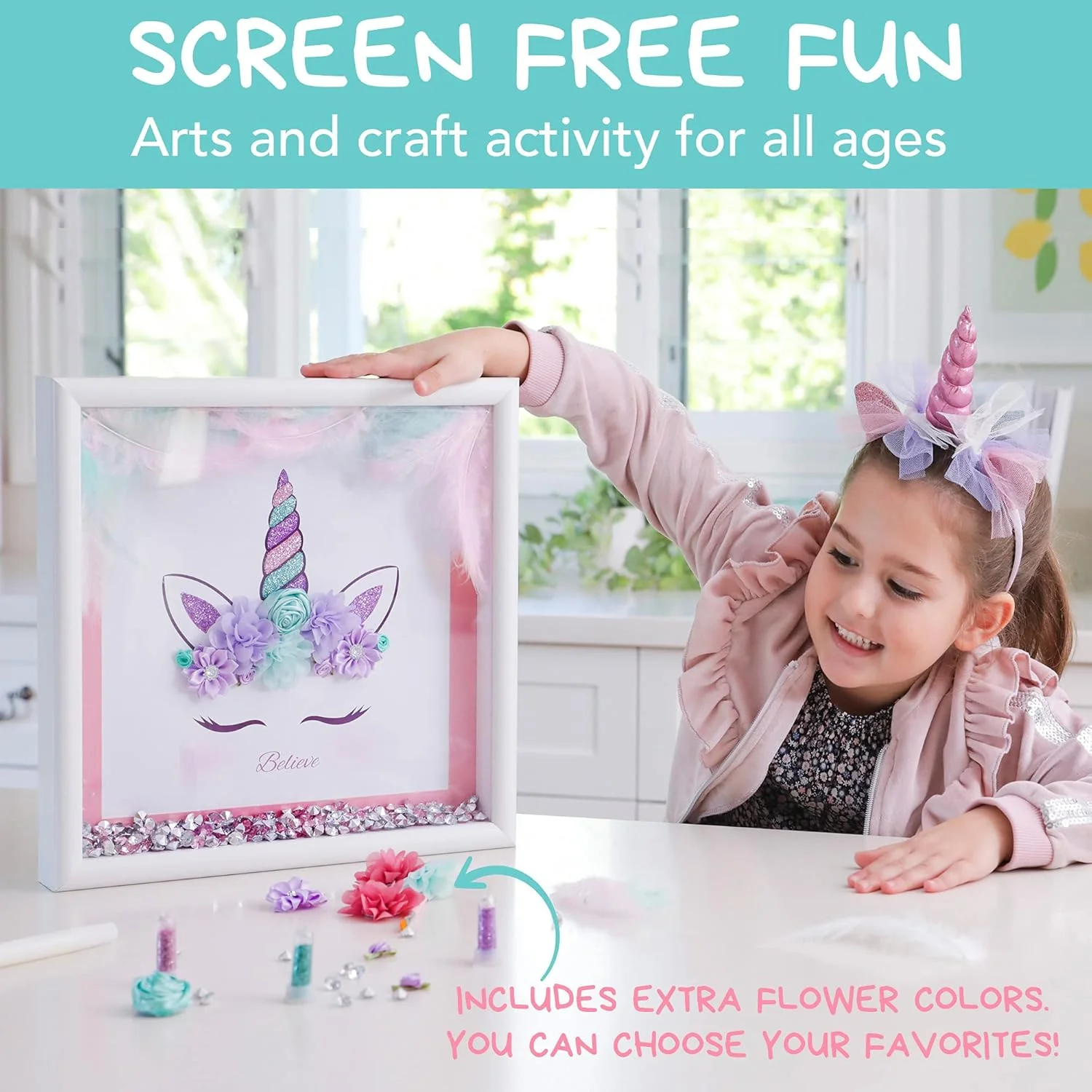 Amitié Lane DIY Unicorn Picture Craft Kit - Create Your Own Wall Art Decor - Image 3