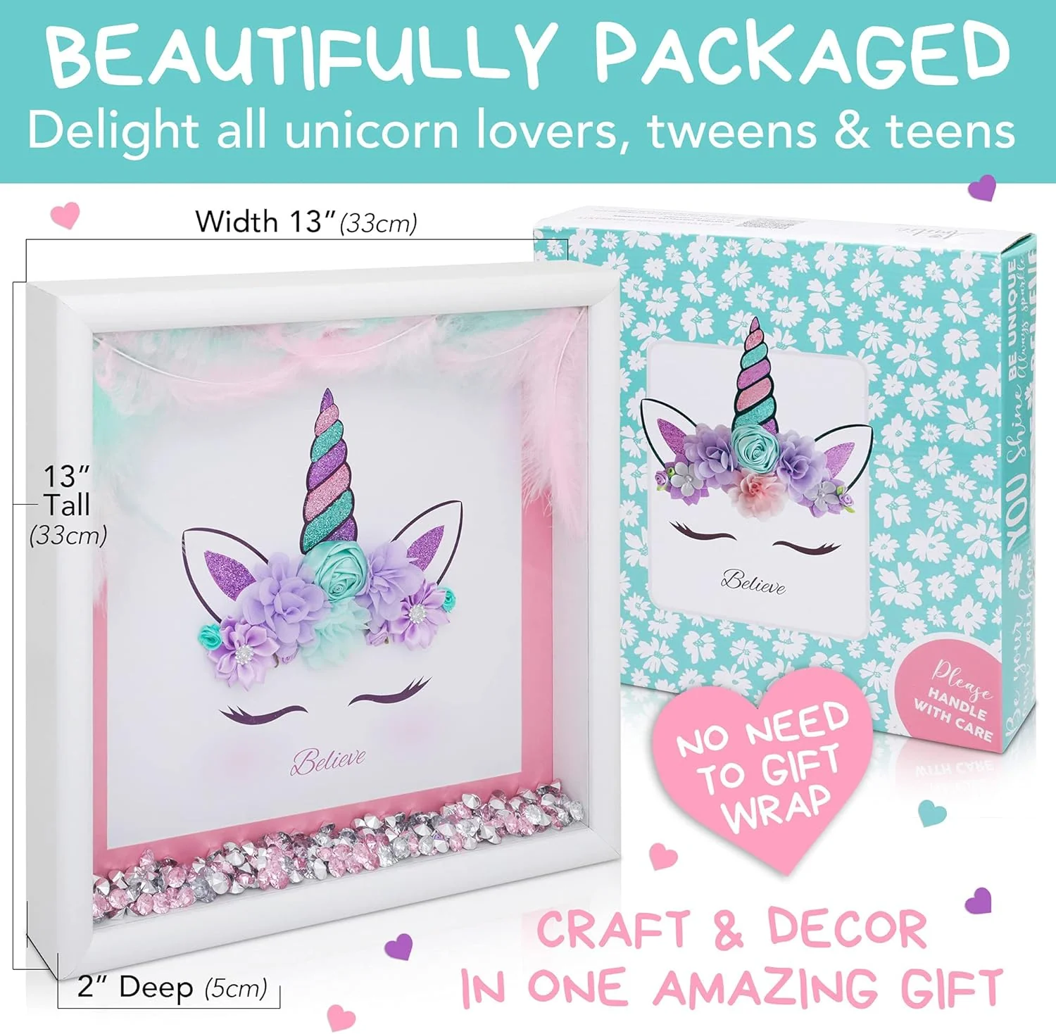 Amitié Lane DIY Unicorn Picture Craft Kit - Create Your Own Wall Art Decor - Image 5